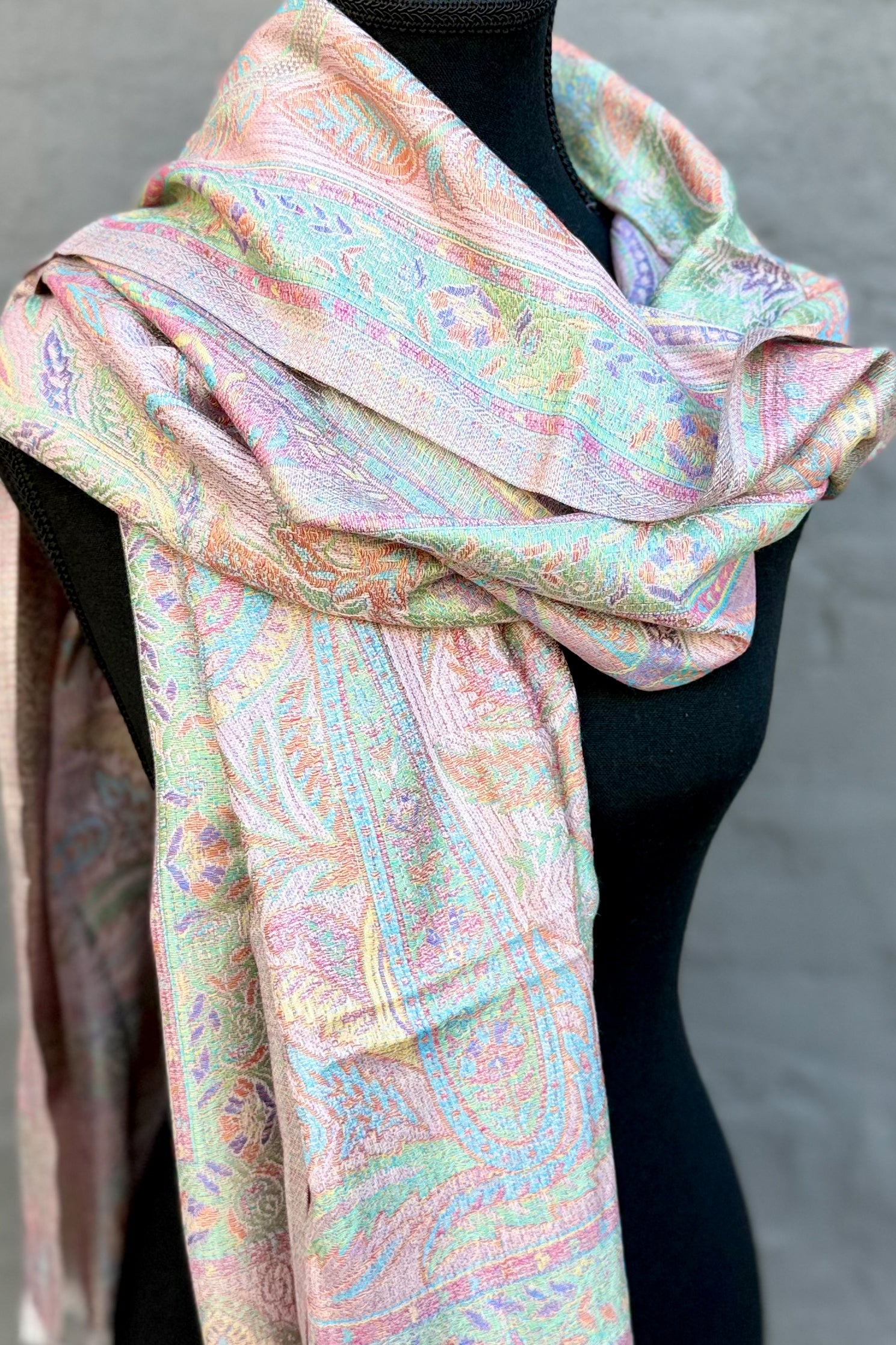 Cashmere & Bamboo Scarf In Pastel Rainbow