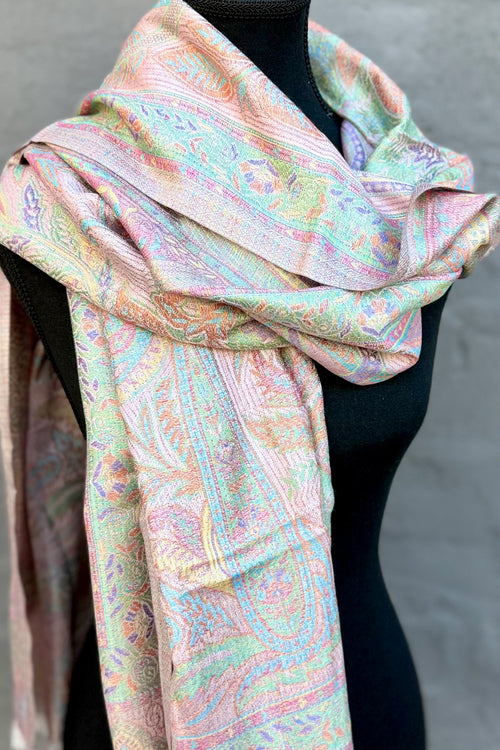 Cashmere & Bamboo Scarf In Pastel Rainbow