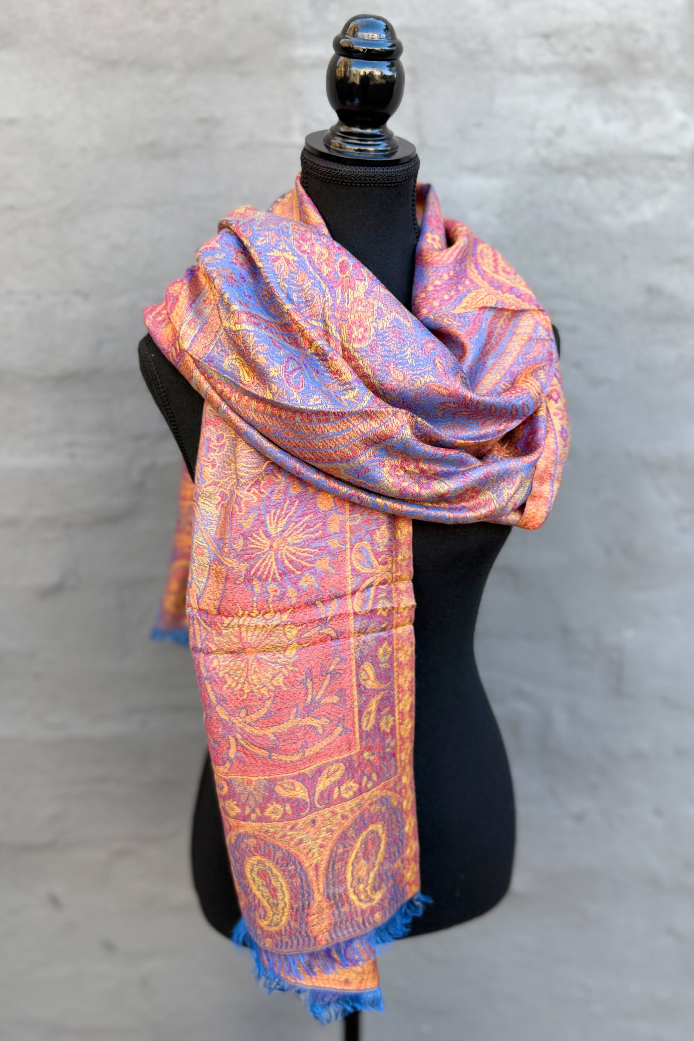 Cashmere & Bamboo Scarf In Azure Sunset