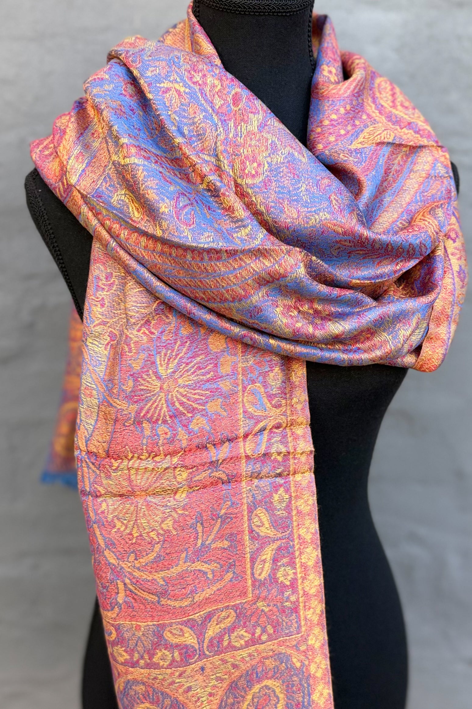 Cashmere & Bamboo Scarf In Azure Sunset