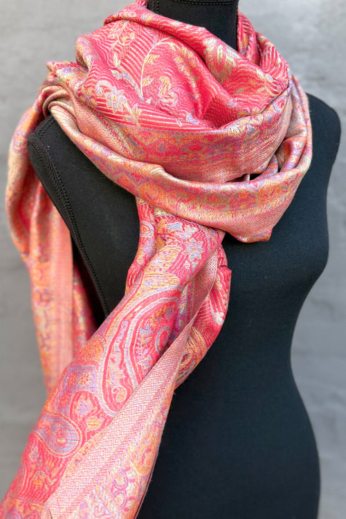 Cashmere & Bamboo Scarf In Rococco Red