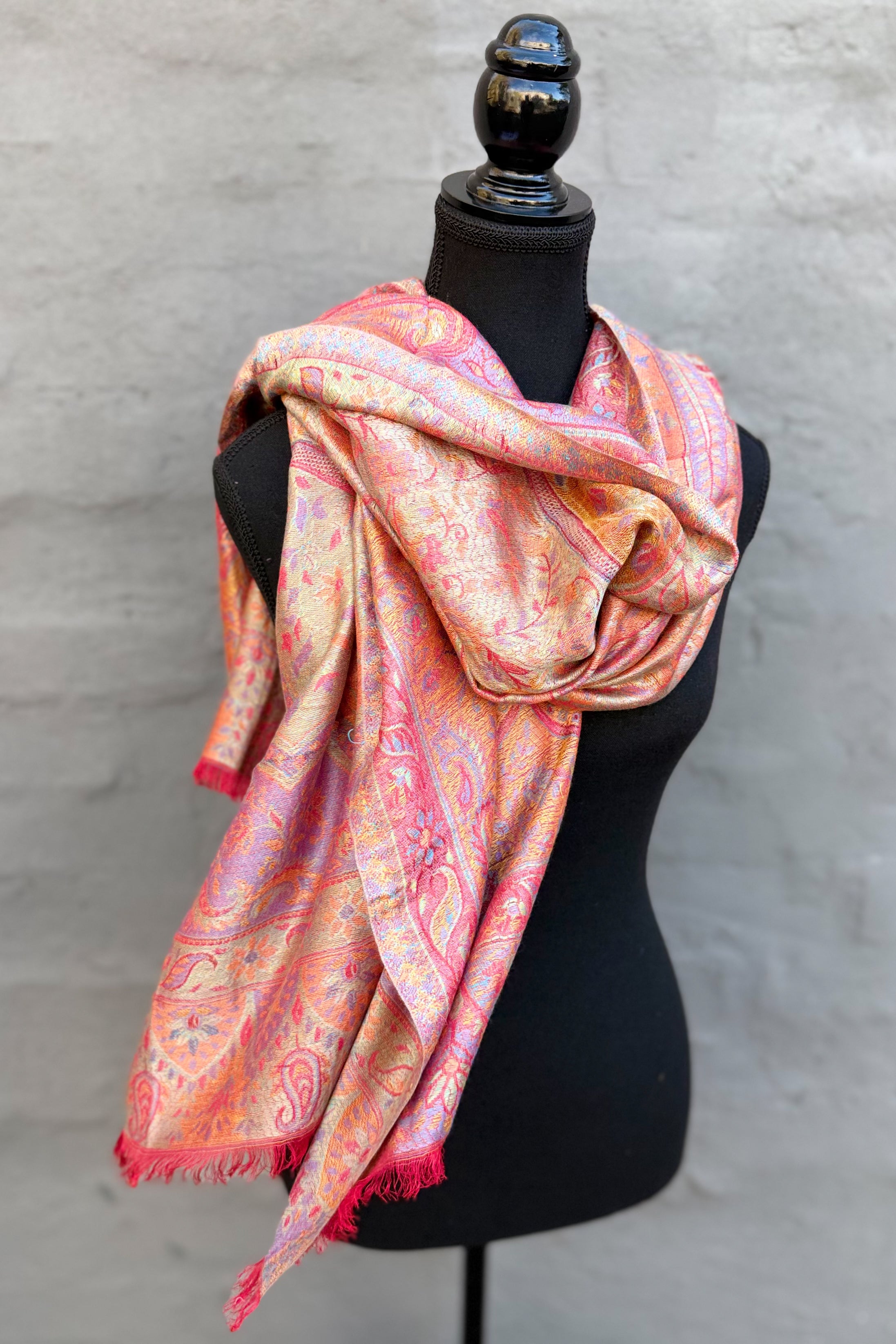 Cashmere & Bamboo Scarf In Cherry Tomato