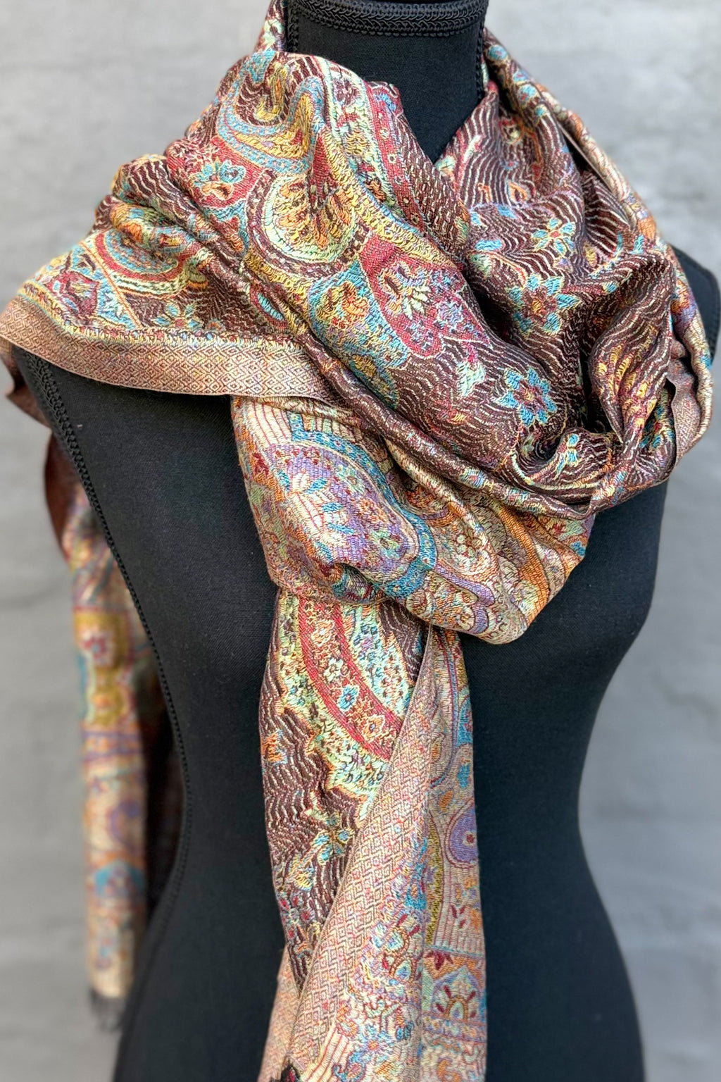 Cashmere & Bamboo Scarf In Golden Slate