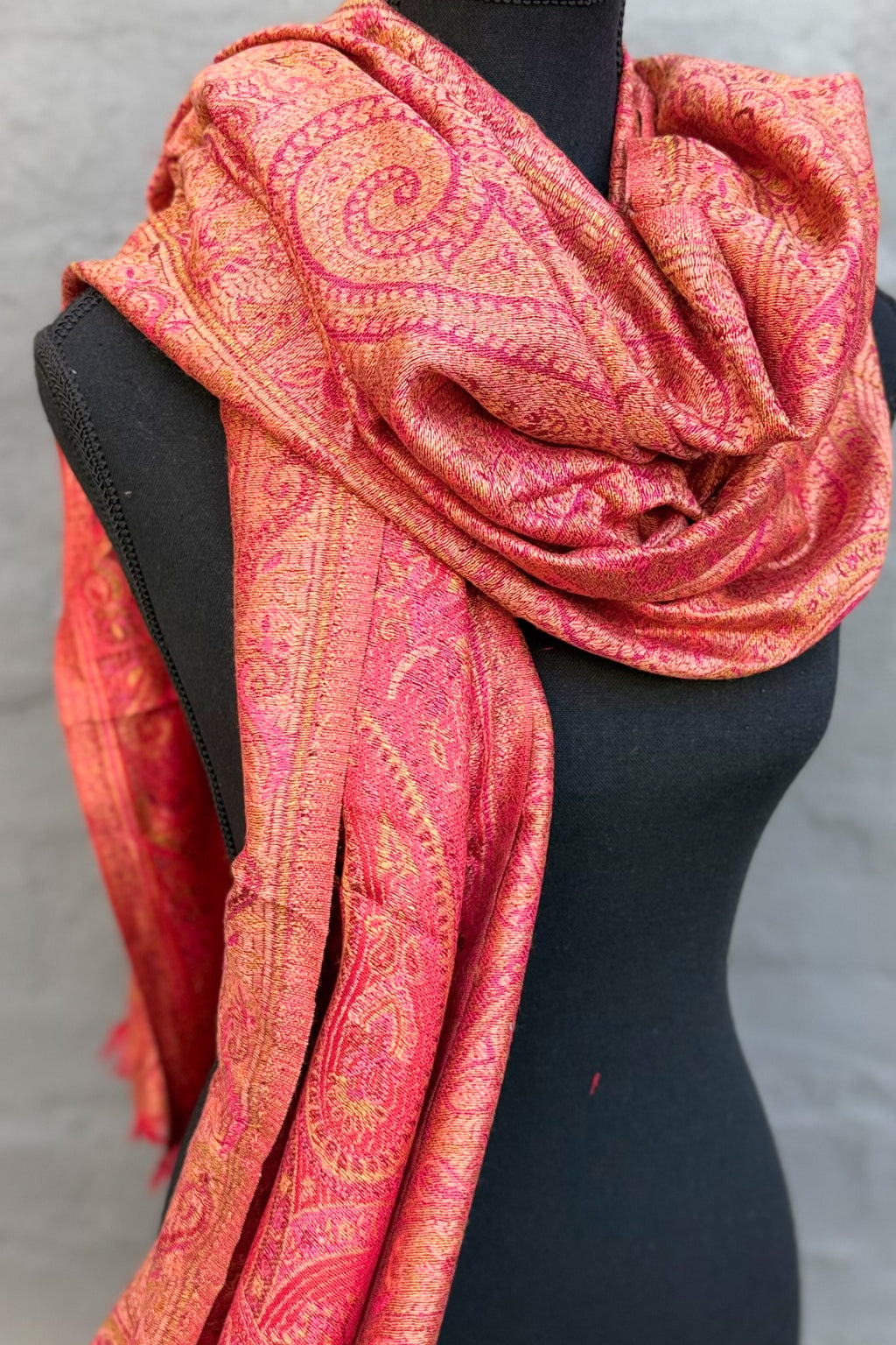 Cashmere & Bamboo Scarf In Burnt Scarlet