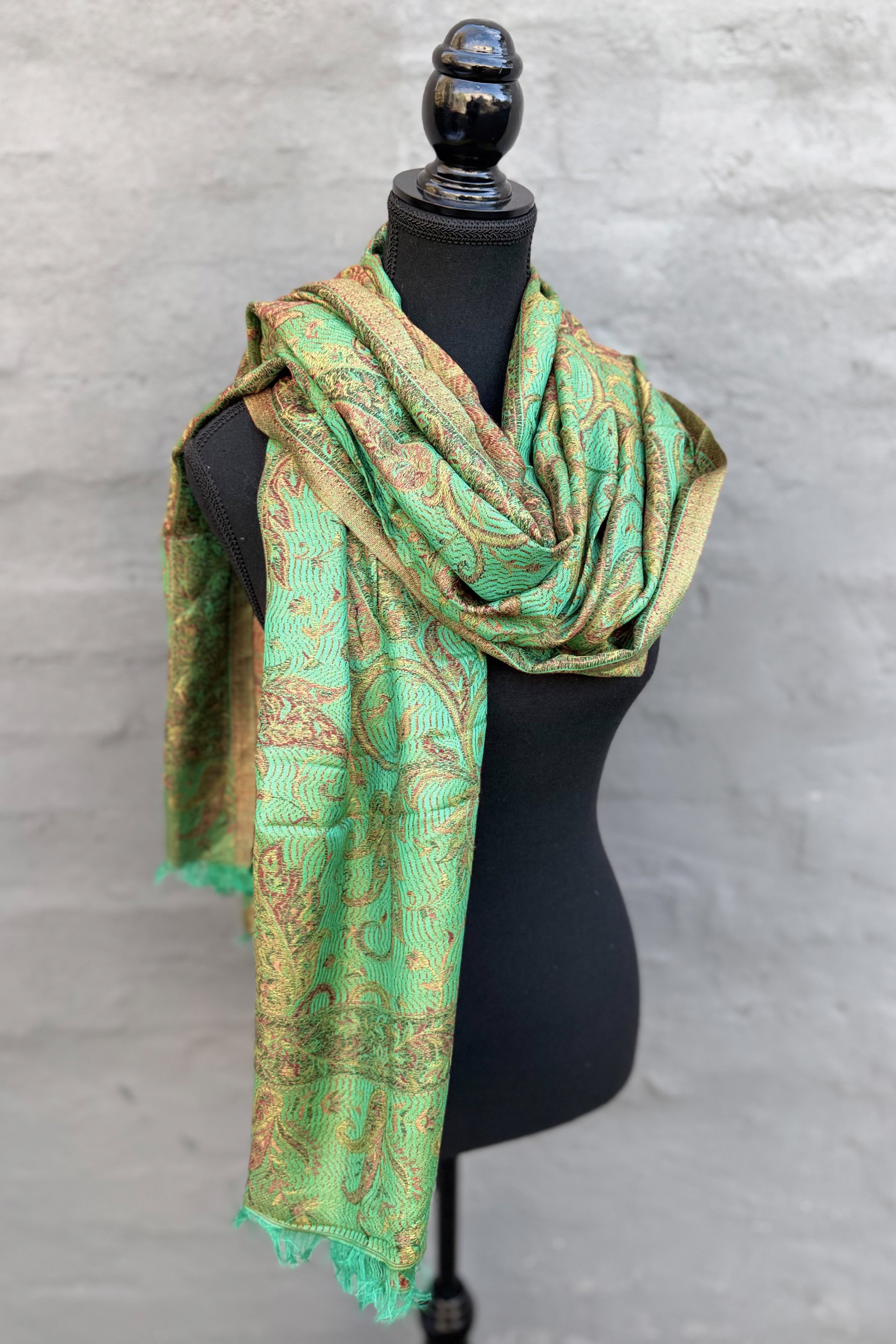 Cashmere & Bamboo Scarf In Golden Emerald