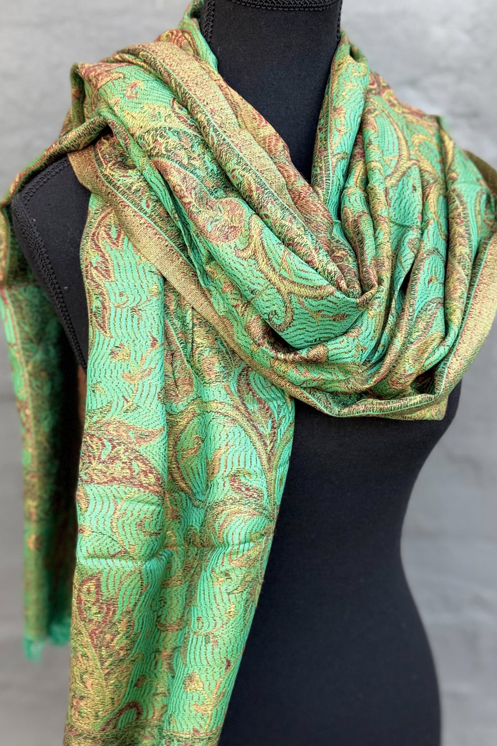 Cashmere & Bamboo Scarf In Golden Emerald