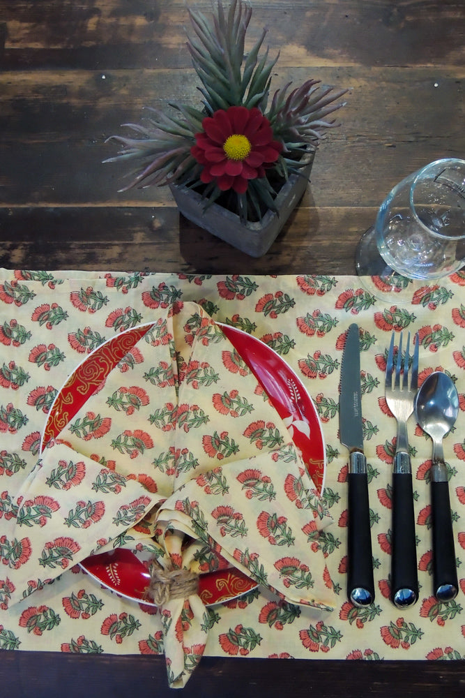 Coral Floral Yellow Bandana