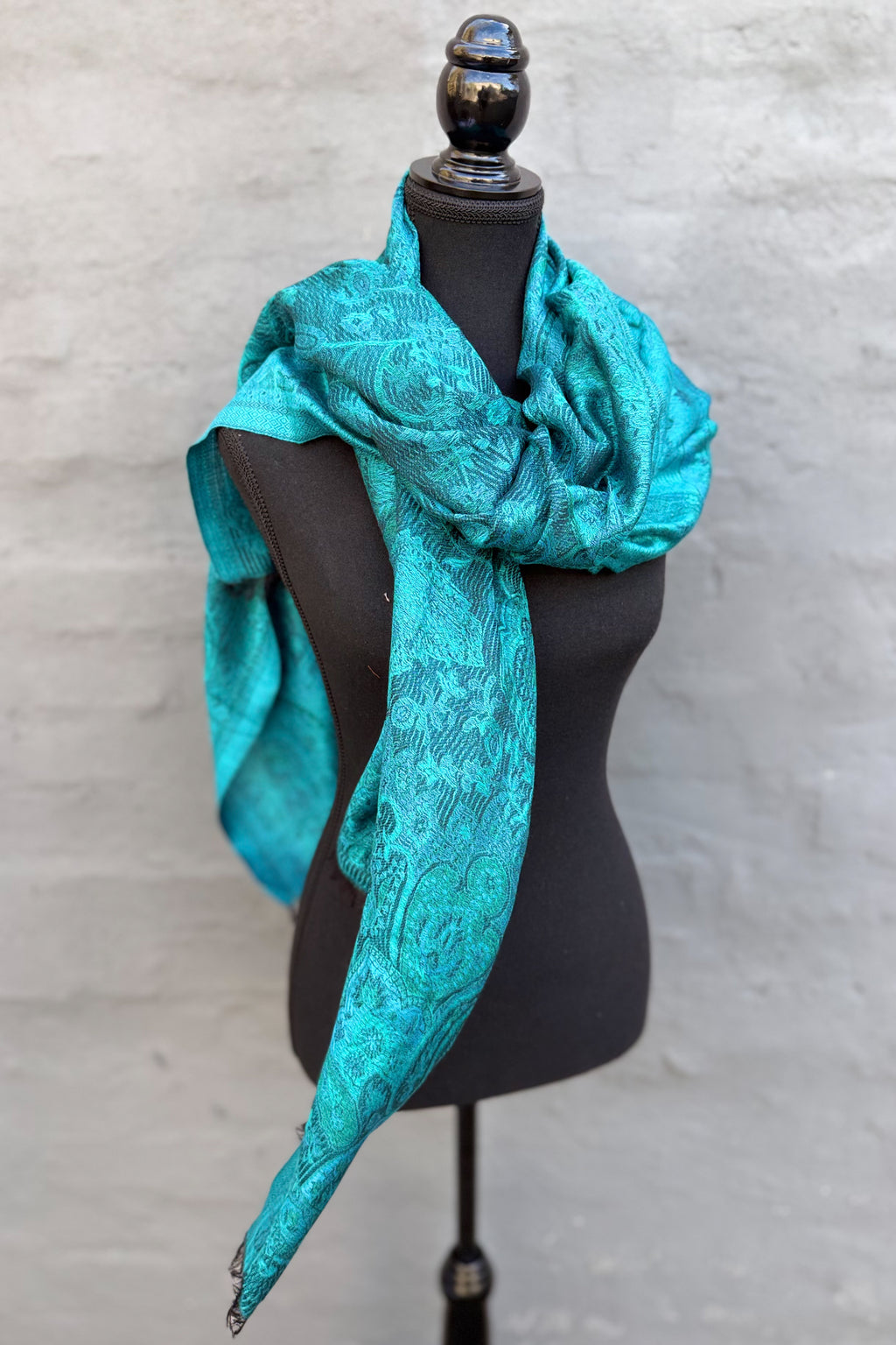 Cashmere & Bamboo Scarf In Caribbean Sea
