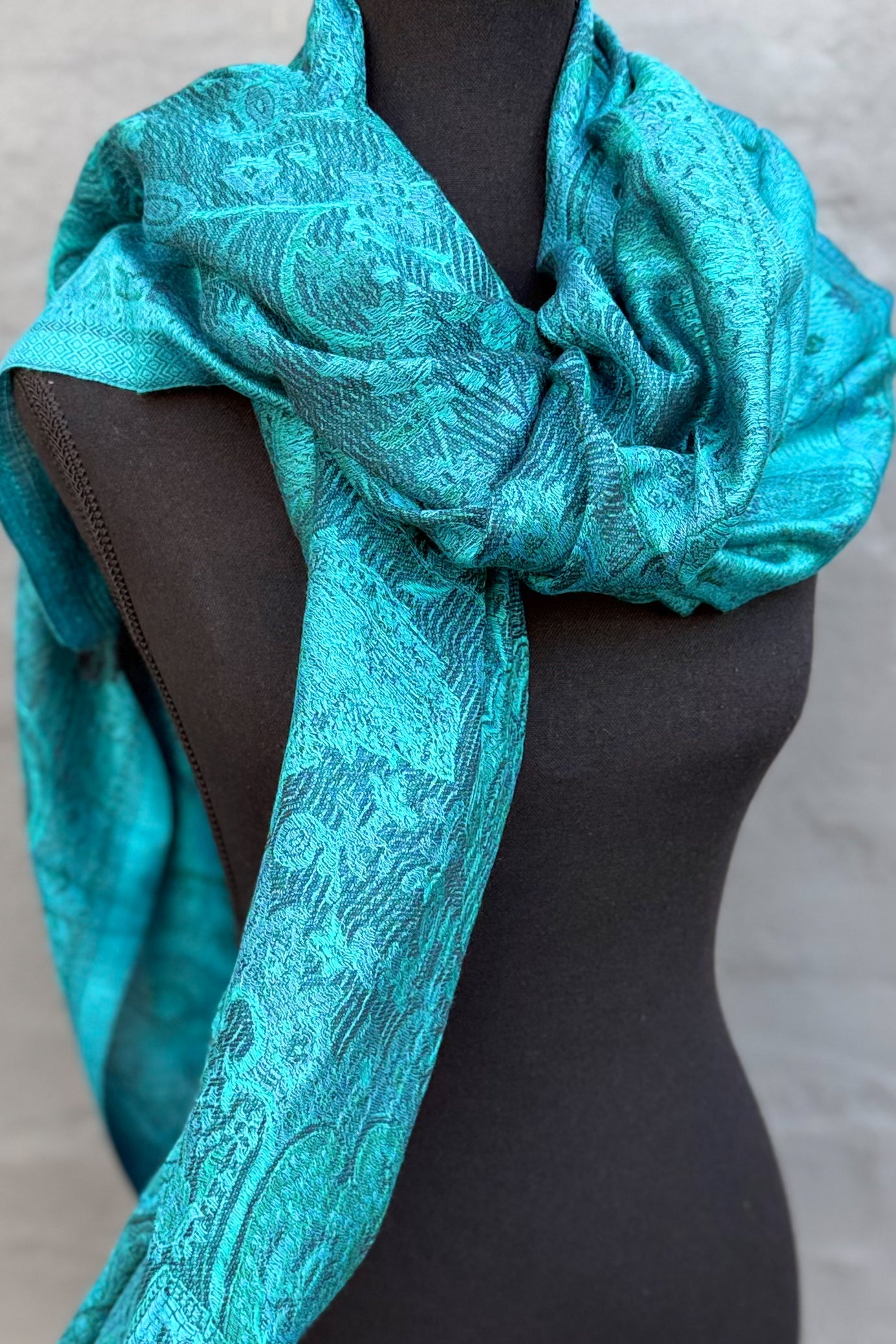 Cashmere & Bamboo Scarf In Caribbean Sea