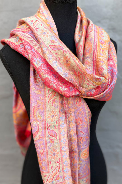 Cashmere & Bamboo Scarf In Mandarin Ruby