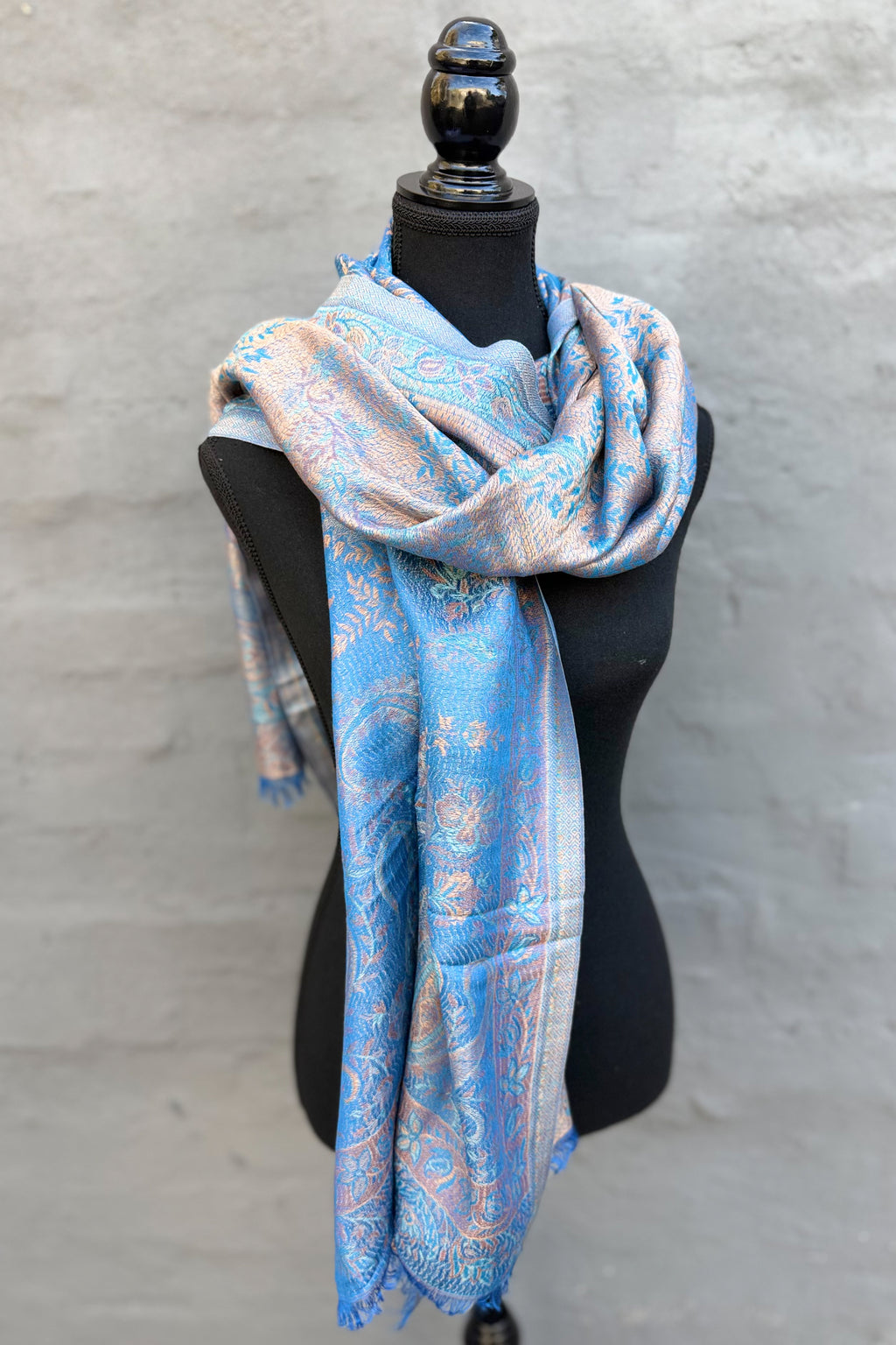Cashmere & Bamboo Scarf In Ibiza Blue