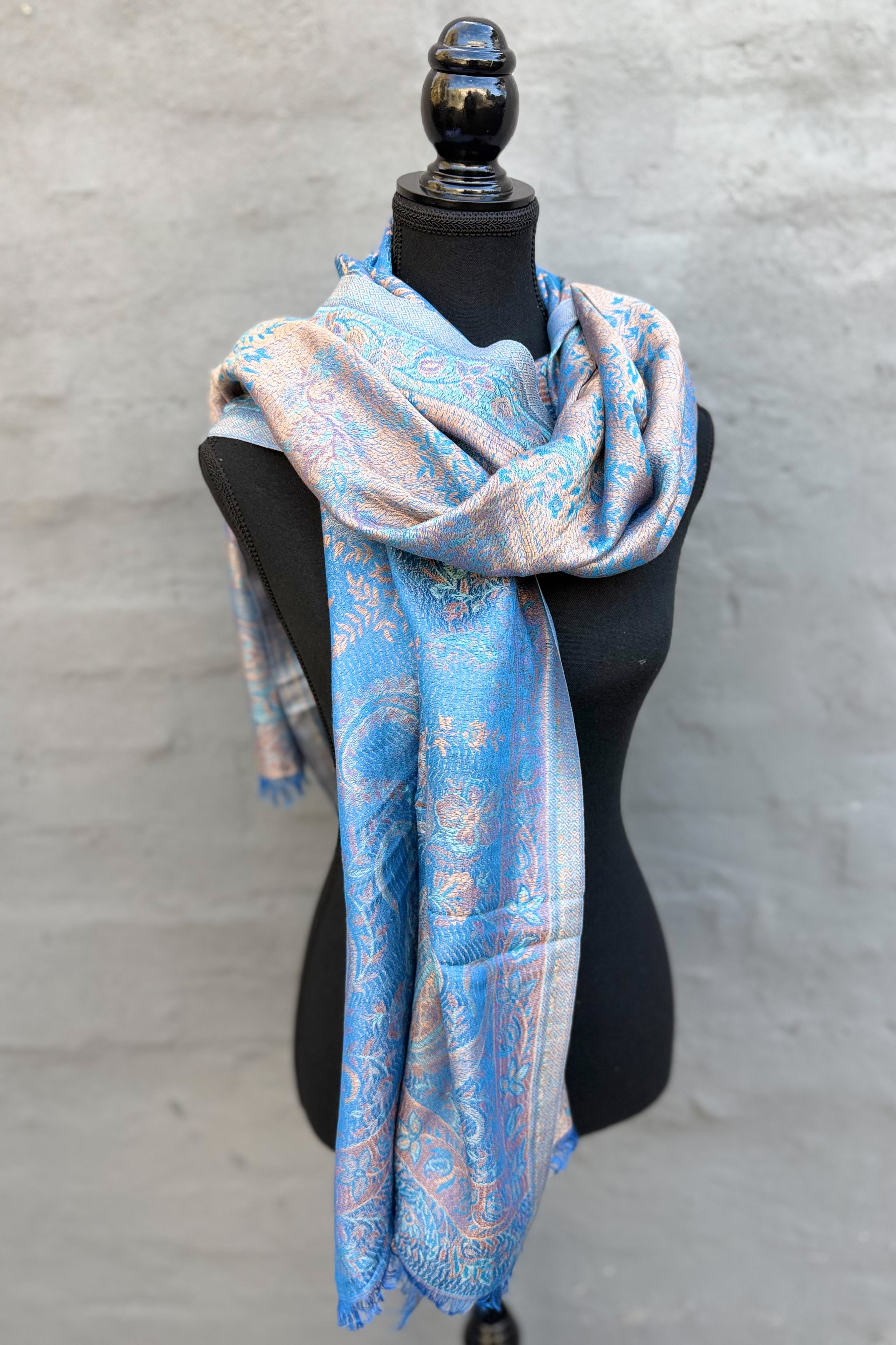 Cashmere & Bamboo Scarf In Ibiza Blue