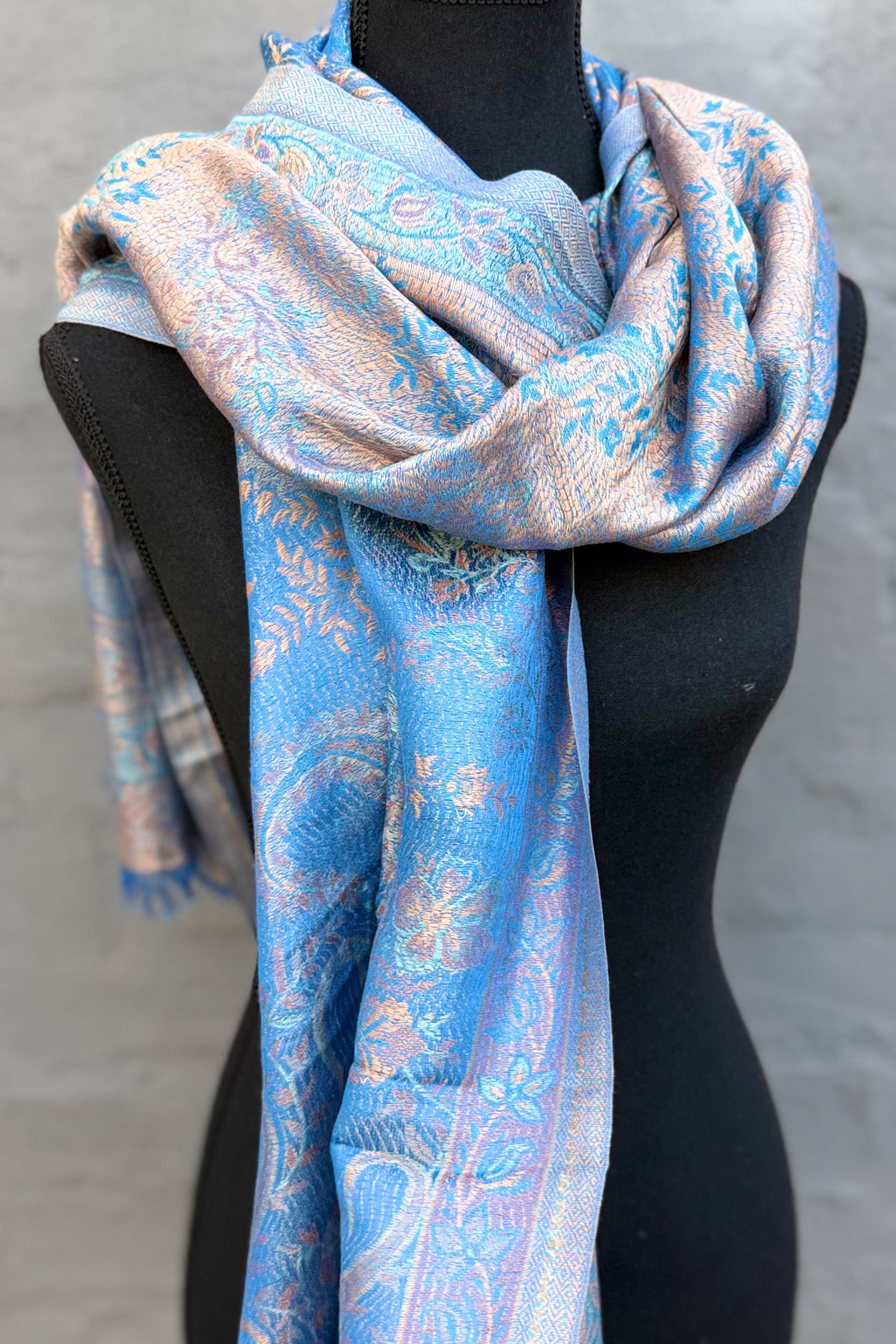 Cashmere & Bamboo Scarf In Ibiza Blue