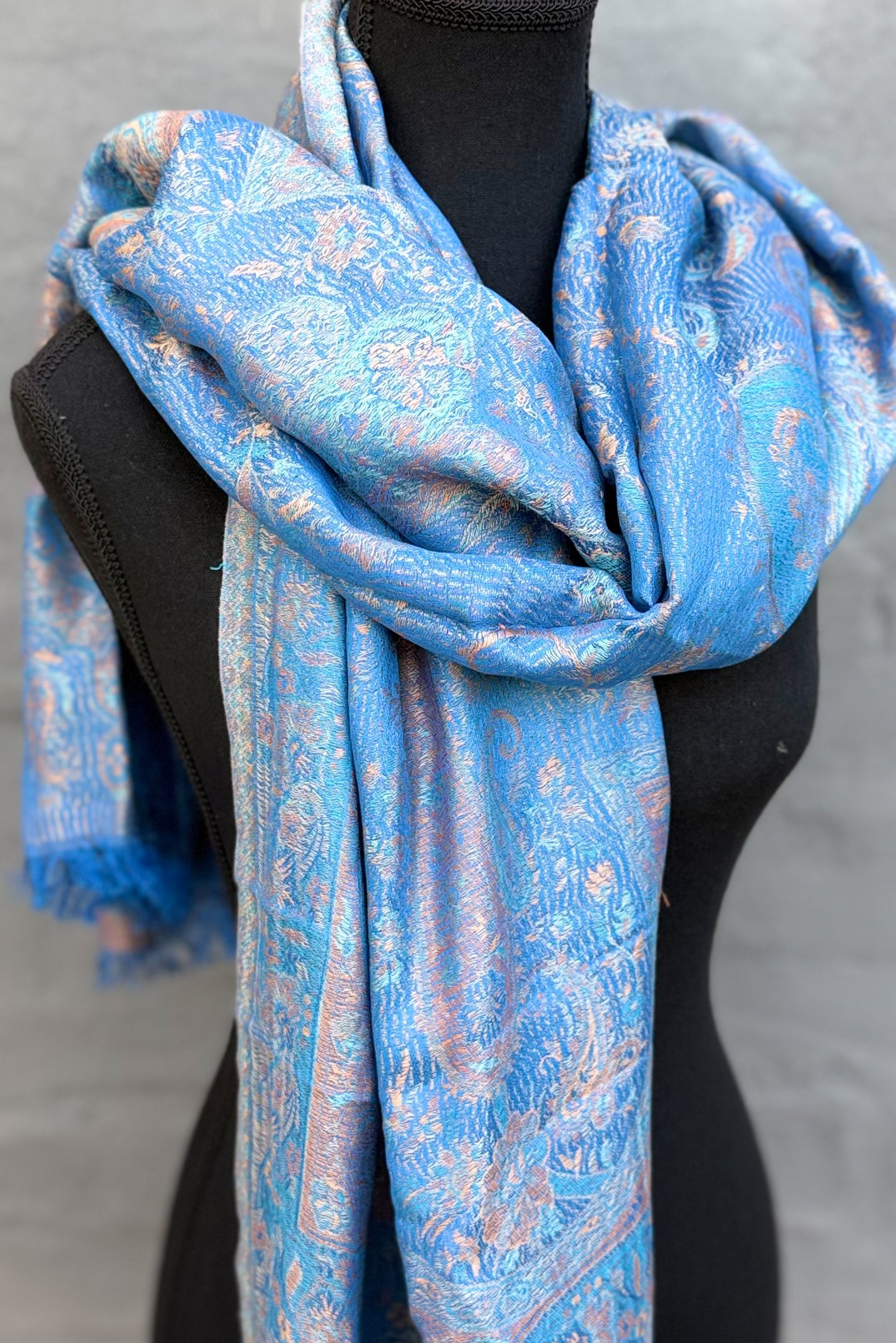 Cashmere & Bamboo Scarf In Cornflower