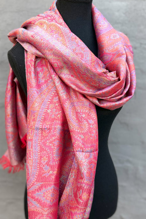 Cashmere & Bamboo Scarf In Raspberry