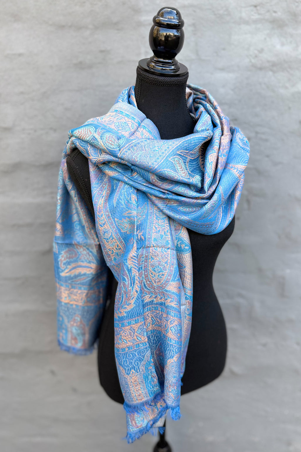 Cashmere & Bamboo Scarf In Blue Jasper