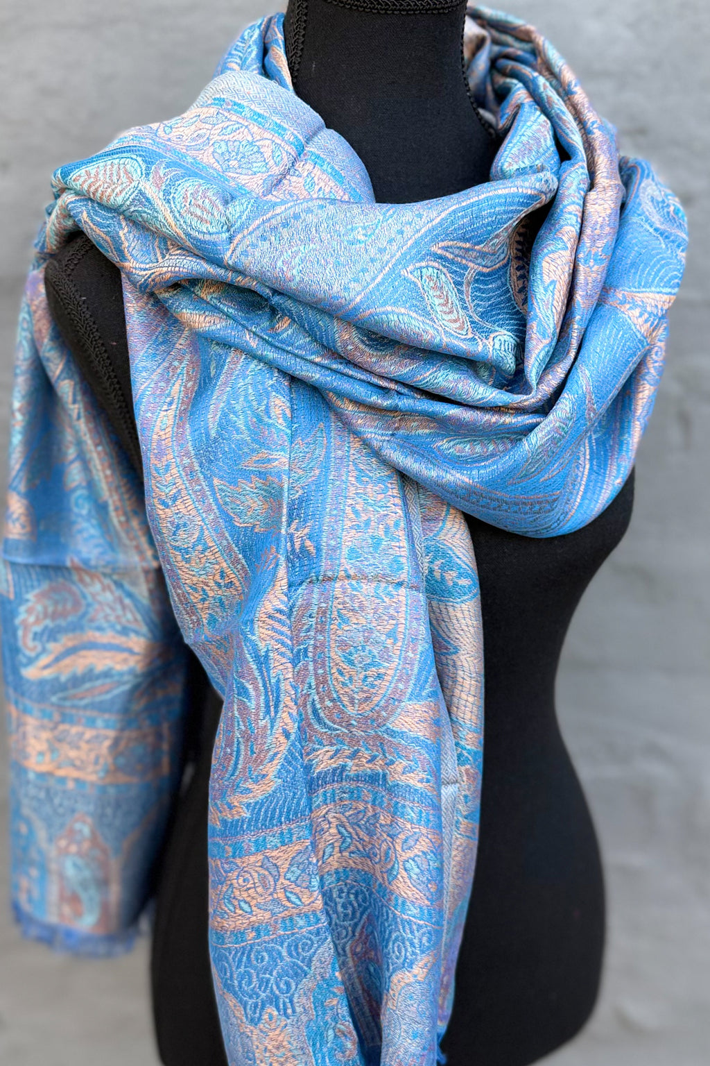 Cashmere & Bamboo Scarf In Blue Jasper