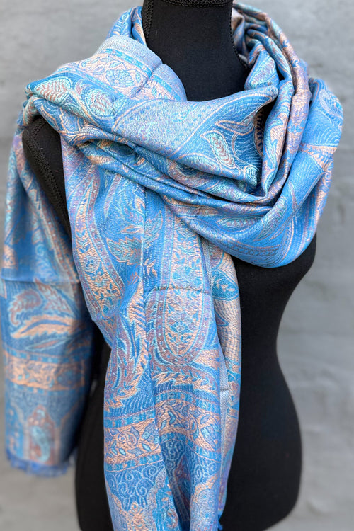 Cashmere & Bamboo Scarf In Blue Jasper