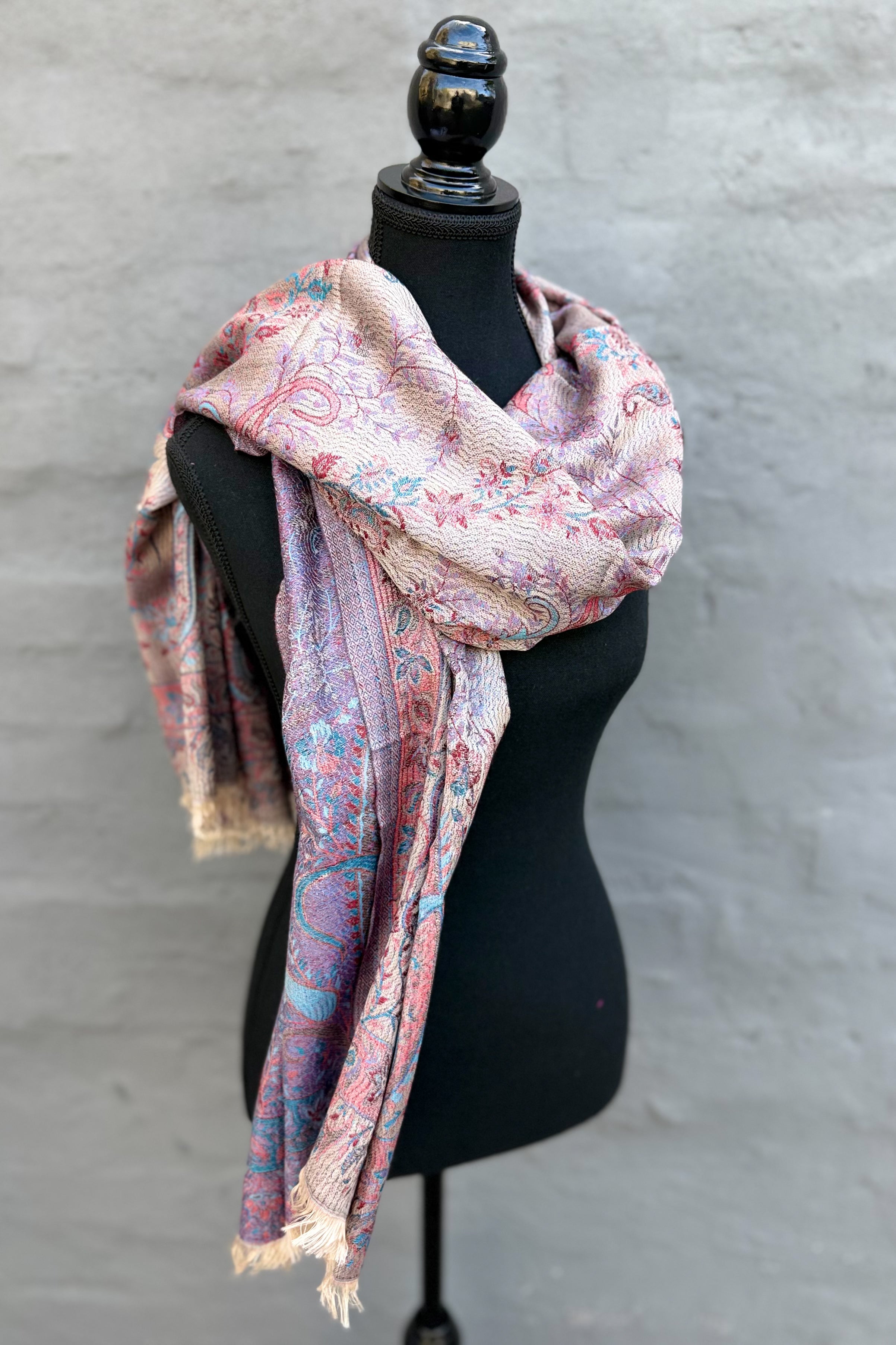 Cashmere & Bamboo Scarf In Rose Wine
