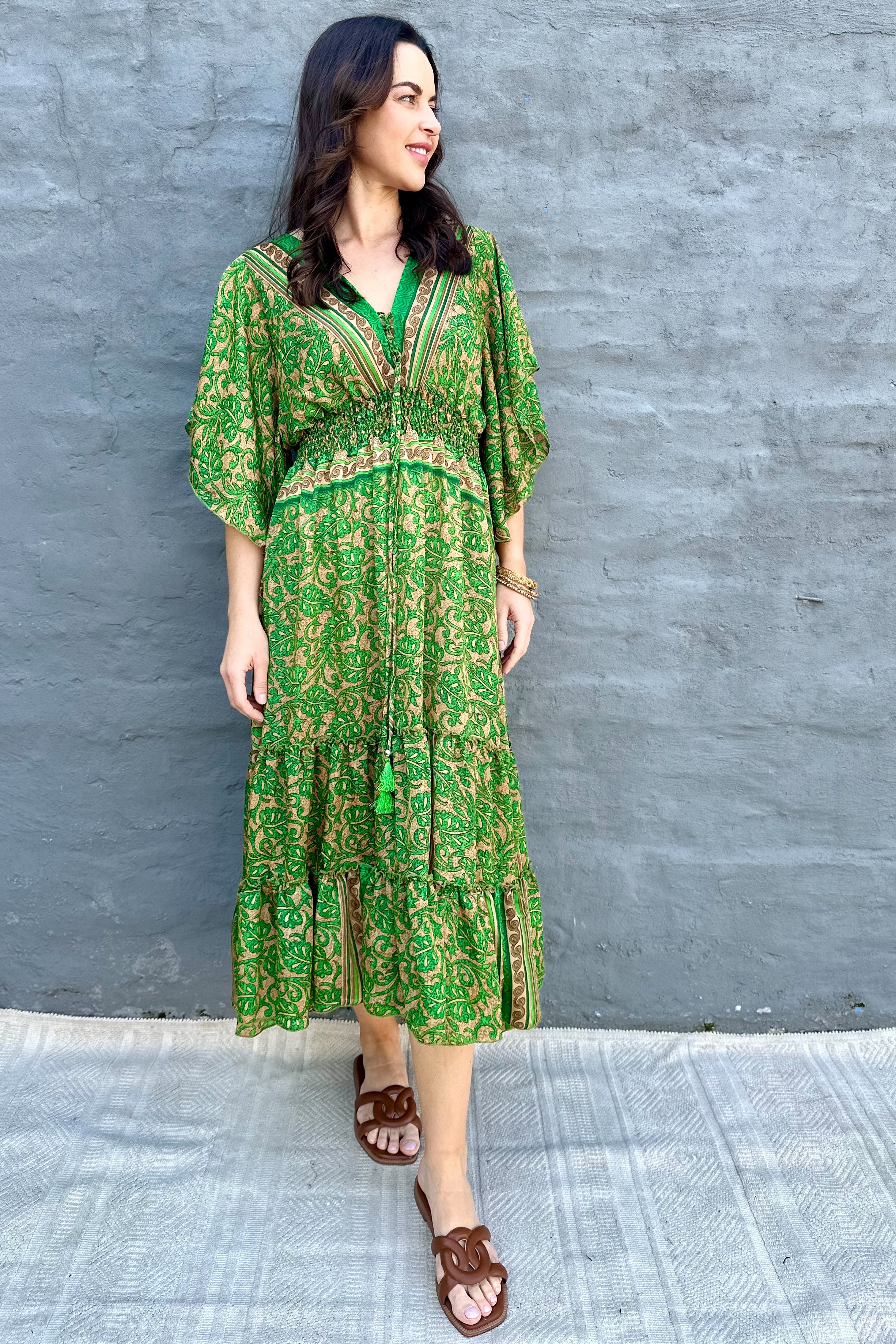 Aurora Dress In Apple Leaves