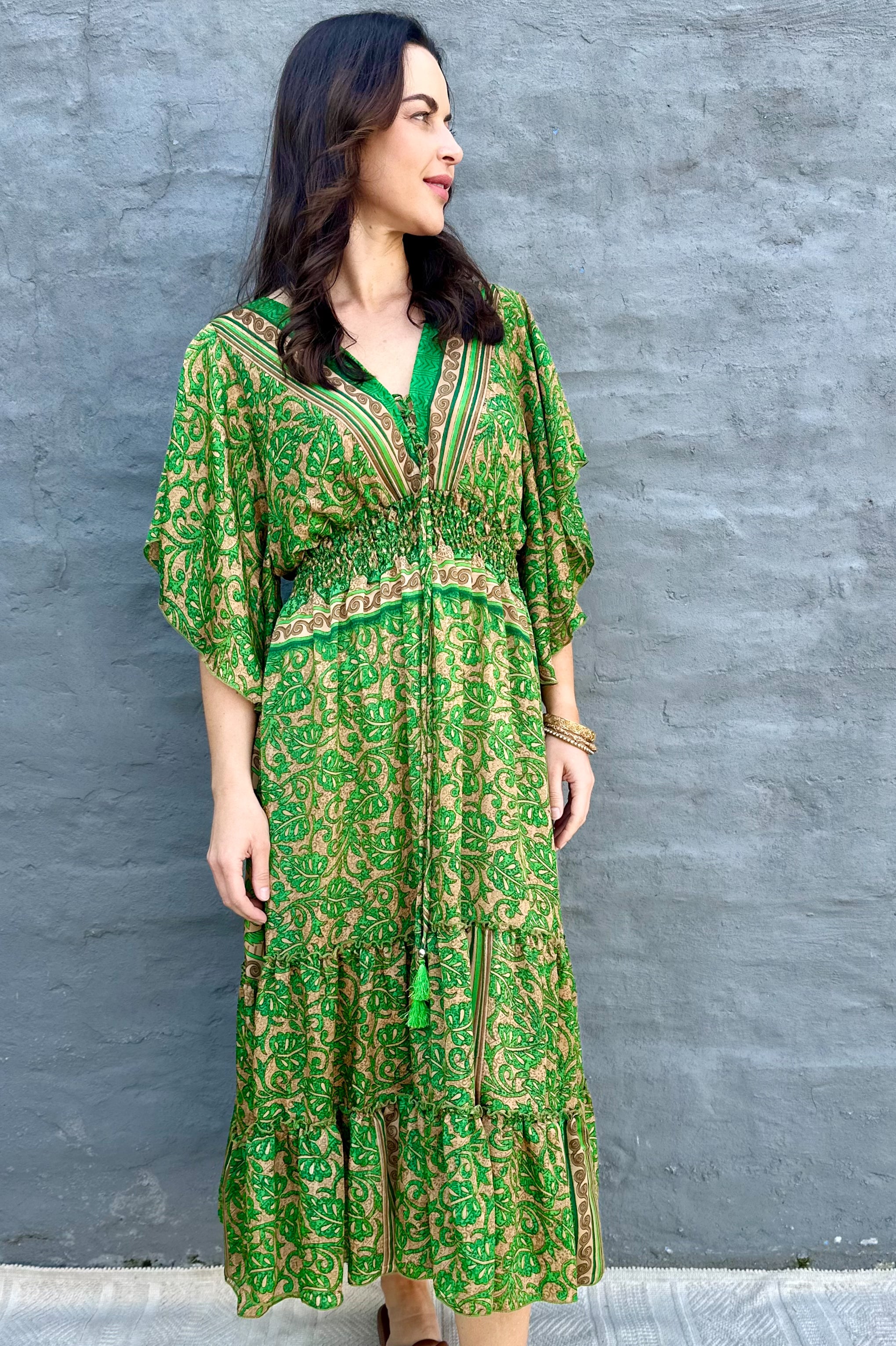 Aurora Dress In Apple Leaves