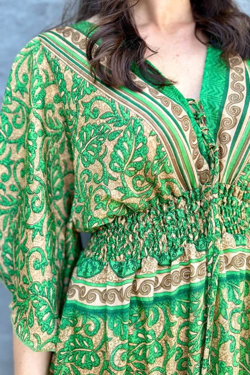 Aurora Dress In Apple Leaves