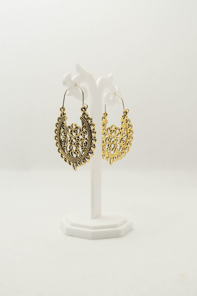 Golden Filigree Hoop Earrings