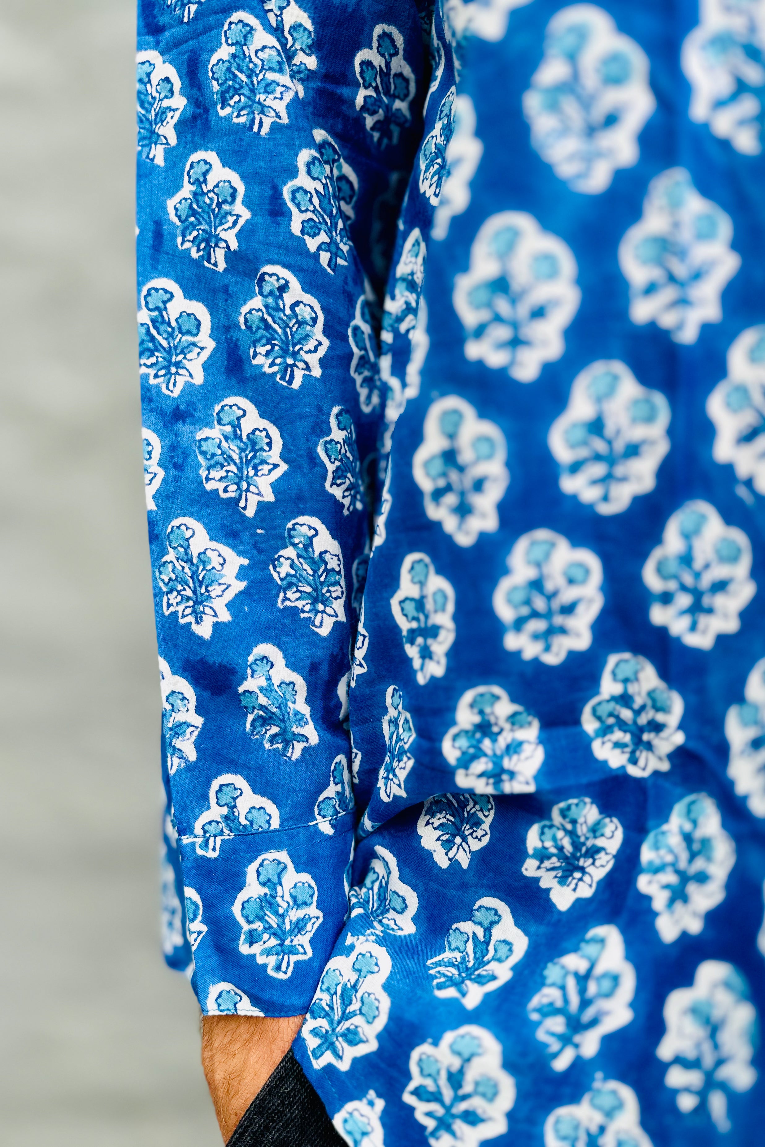 Men's Long Sleeve Shirt In Indigo Posy