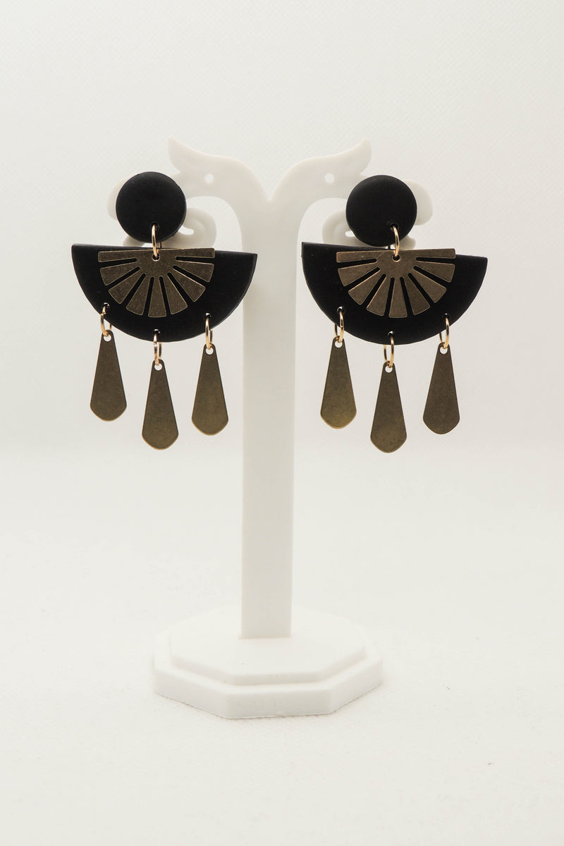 Clay & Brass Earrings In Onyx Ophelia