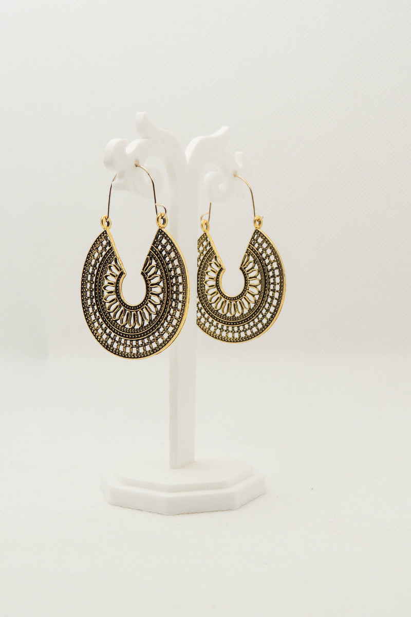 Golden Sunburst Hoop Earrings