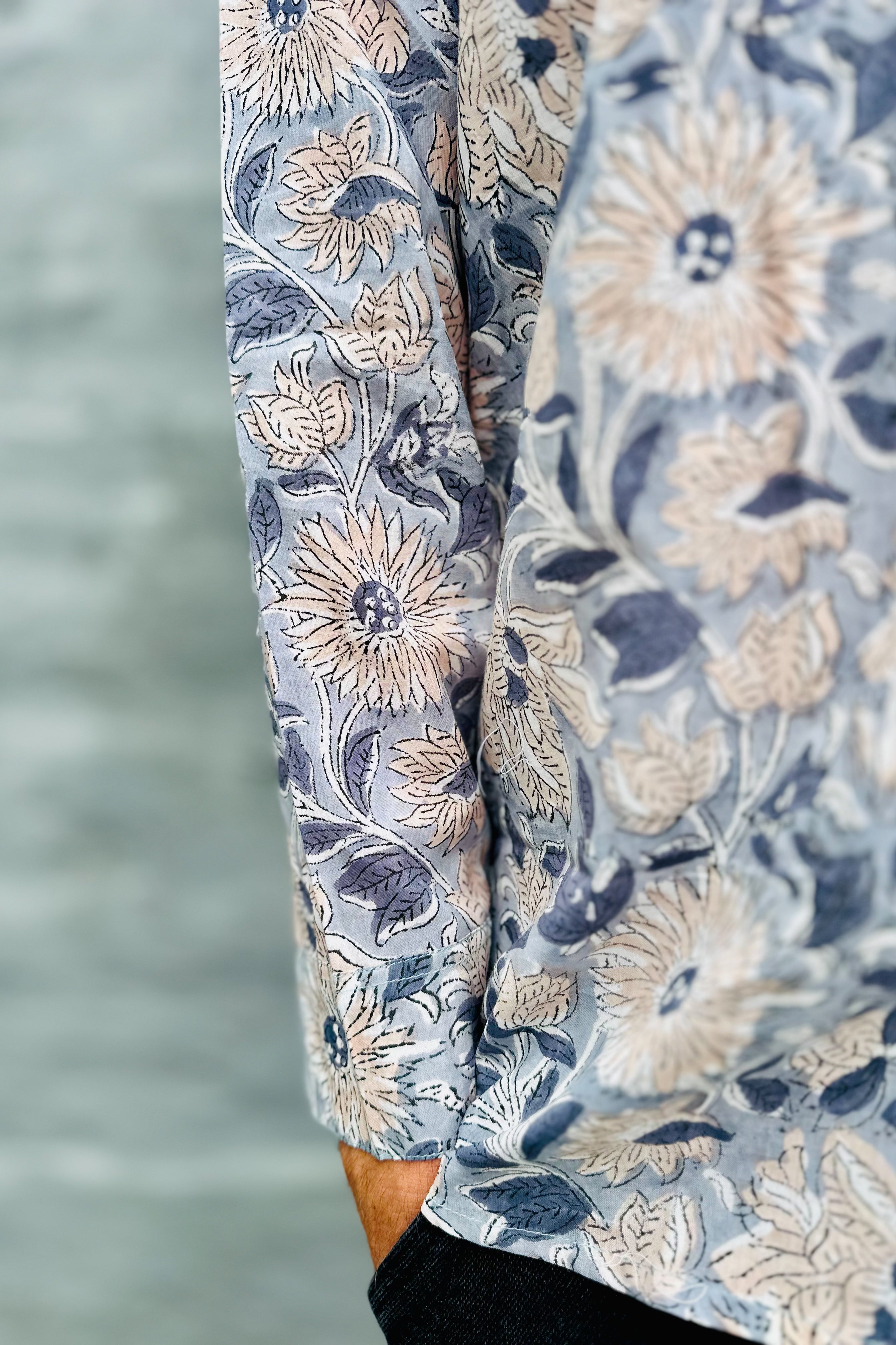 Men's Long Sleeve Shirt In Grey Garden