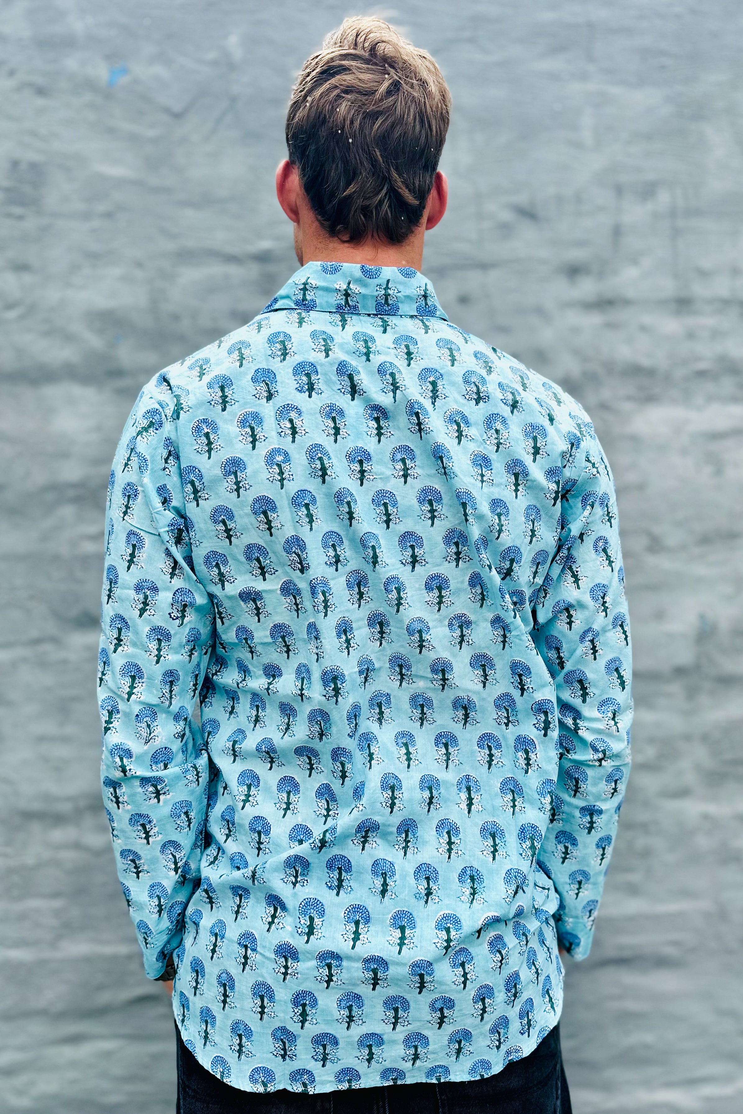 Men's Long Sleeve Shirt In Sky Dahlia