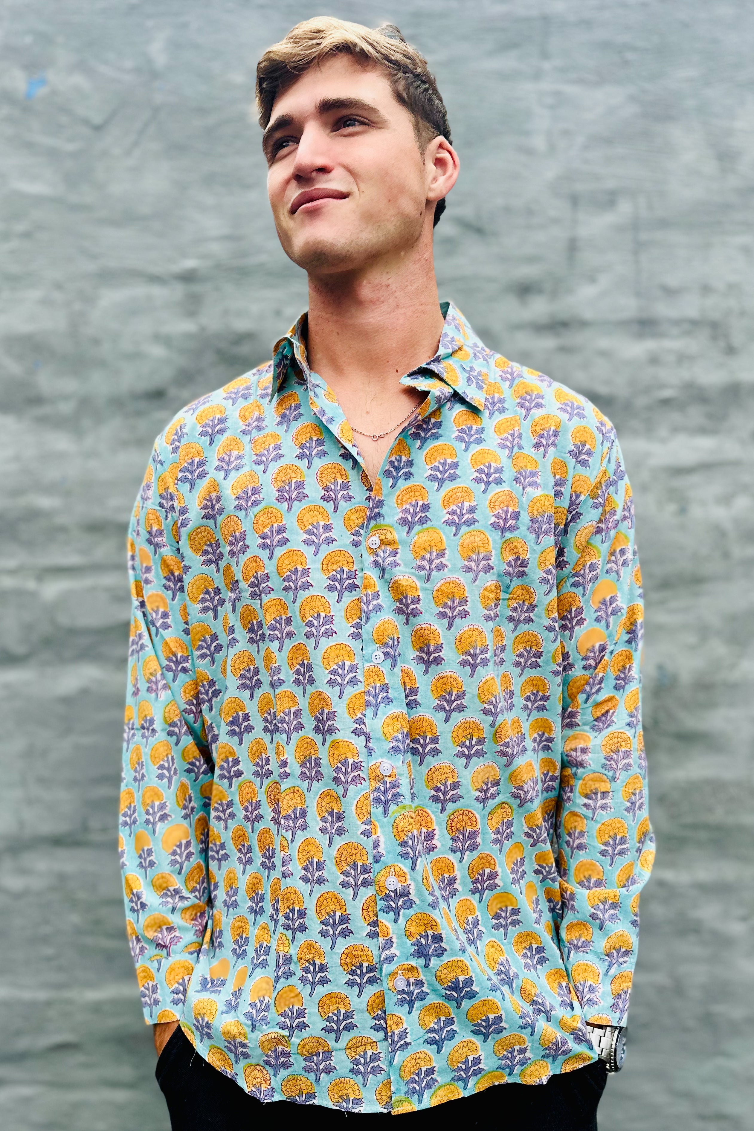 Men's Long Sleeve Shirt In Golden Dahlia