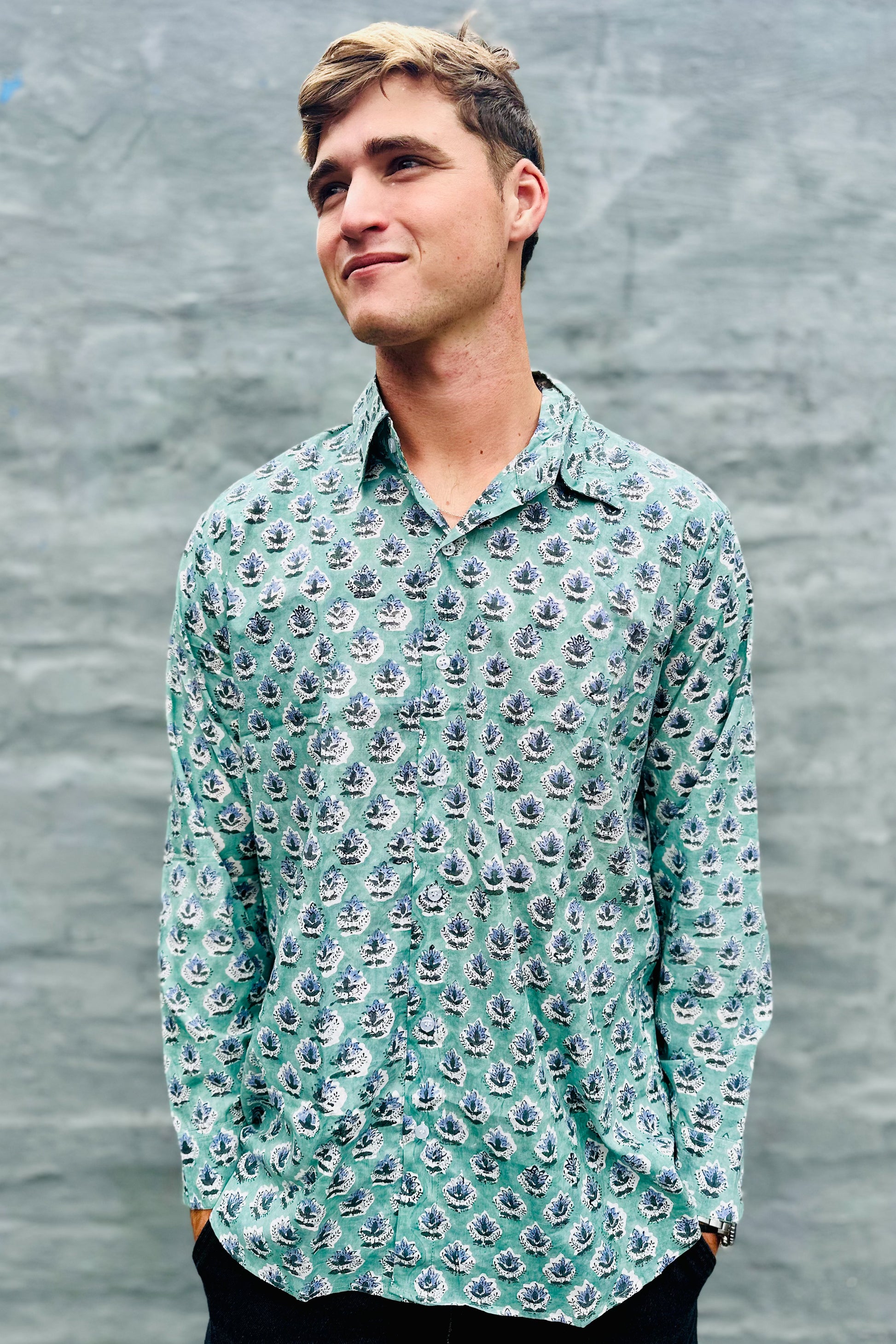 Men's Long Sleeve Shirt In Sage Lotus