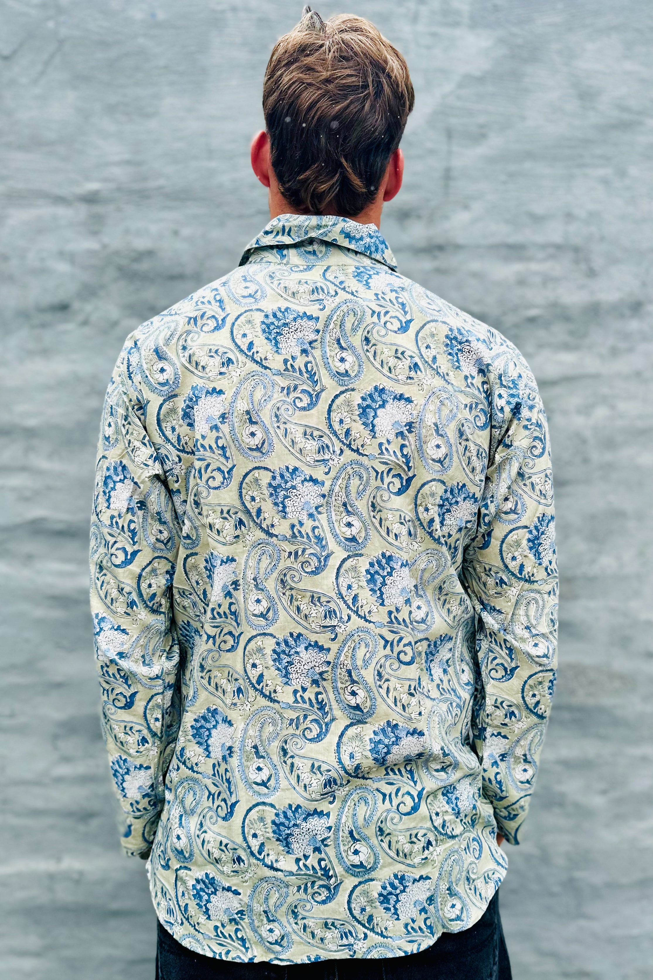 Men's Long Sleeve Shirt In Sage Zinnia