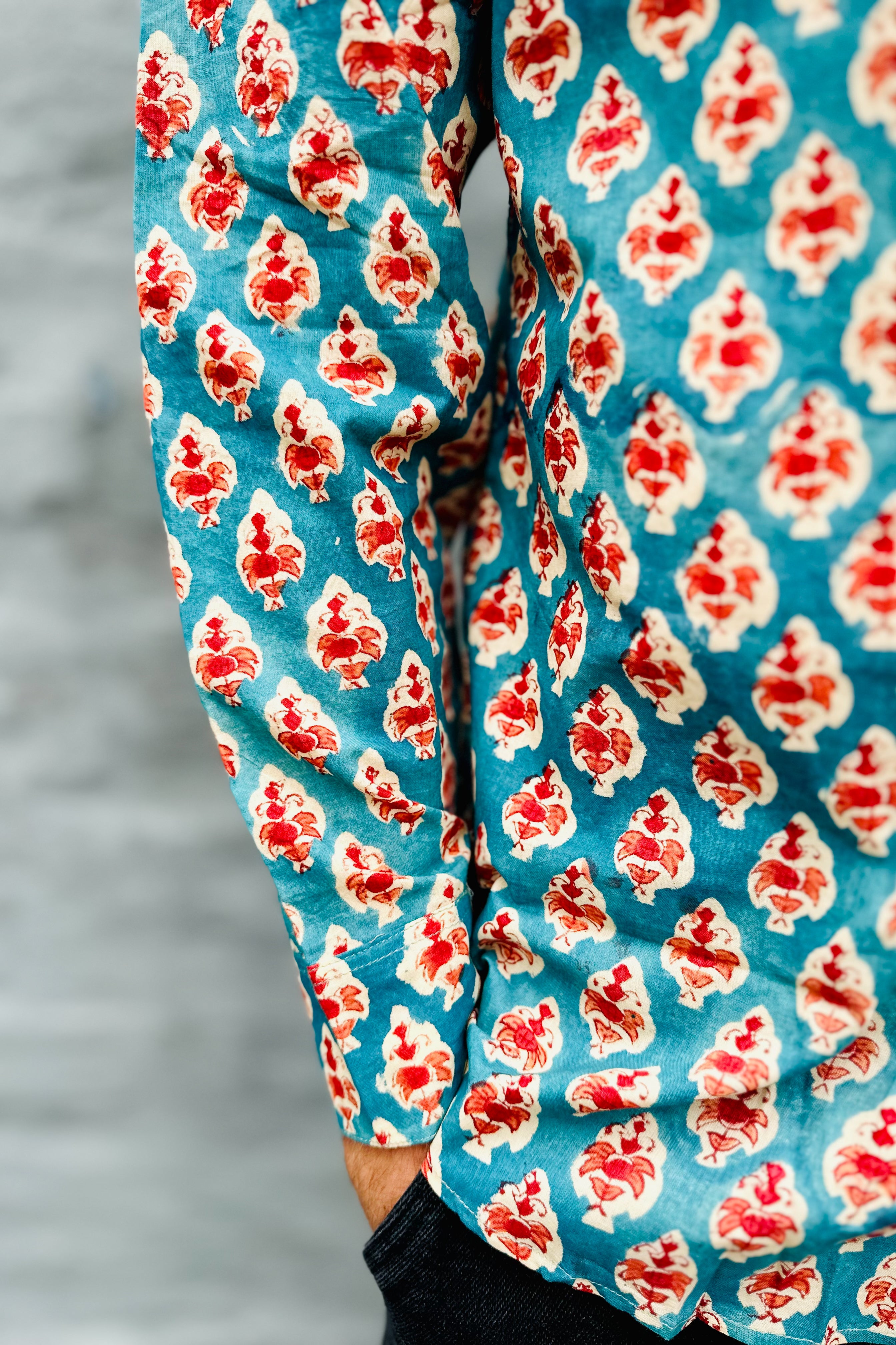 Men's Long Sleeve Shirt In Fiery Teal