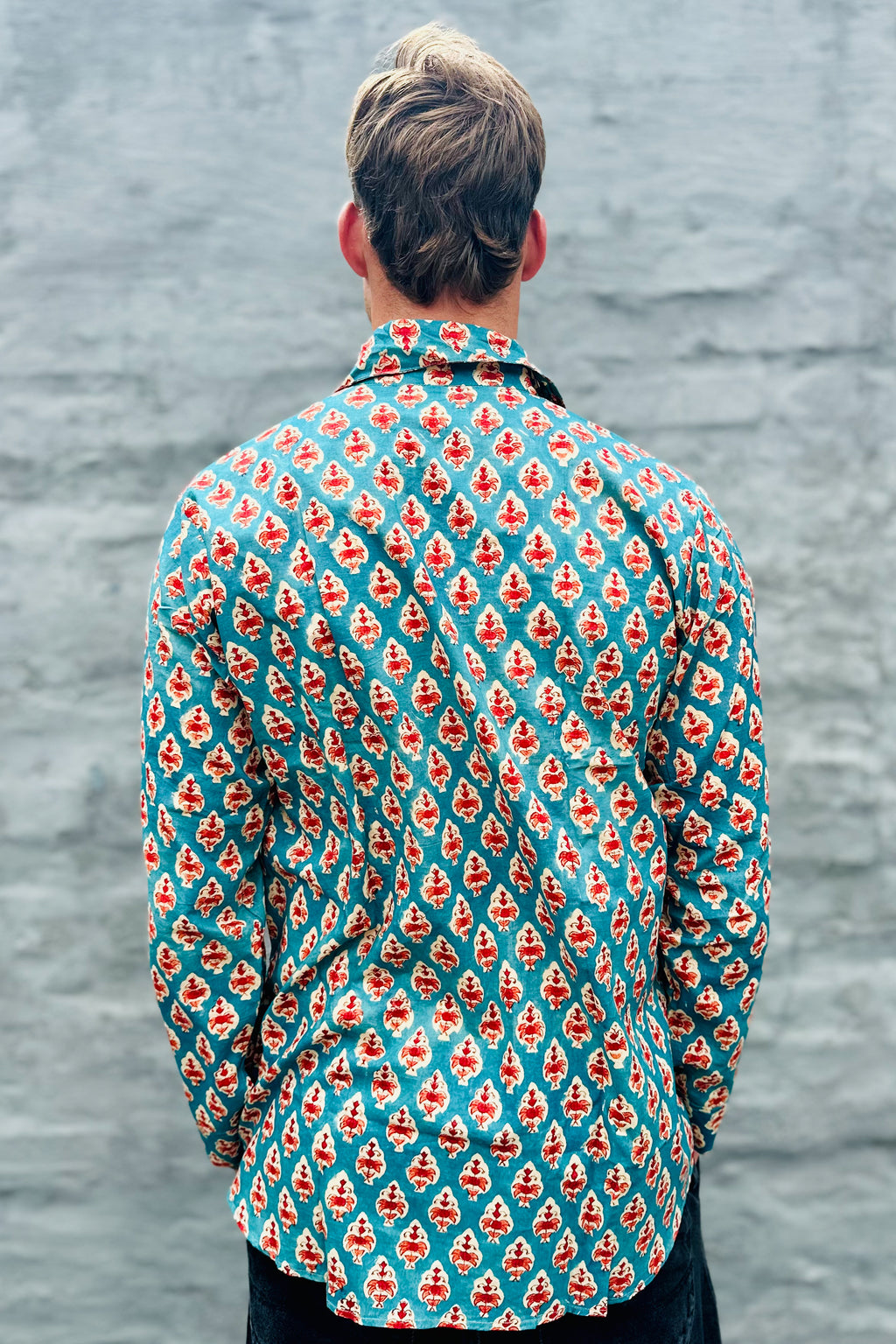 Men's Long Sleeve Shirt In Fiery Teal