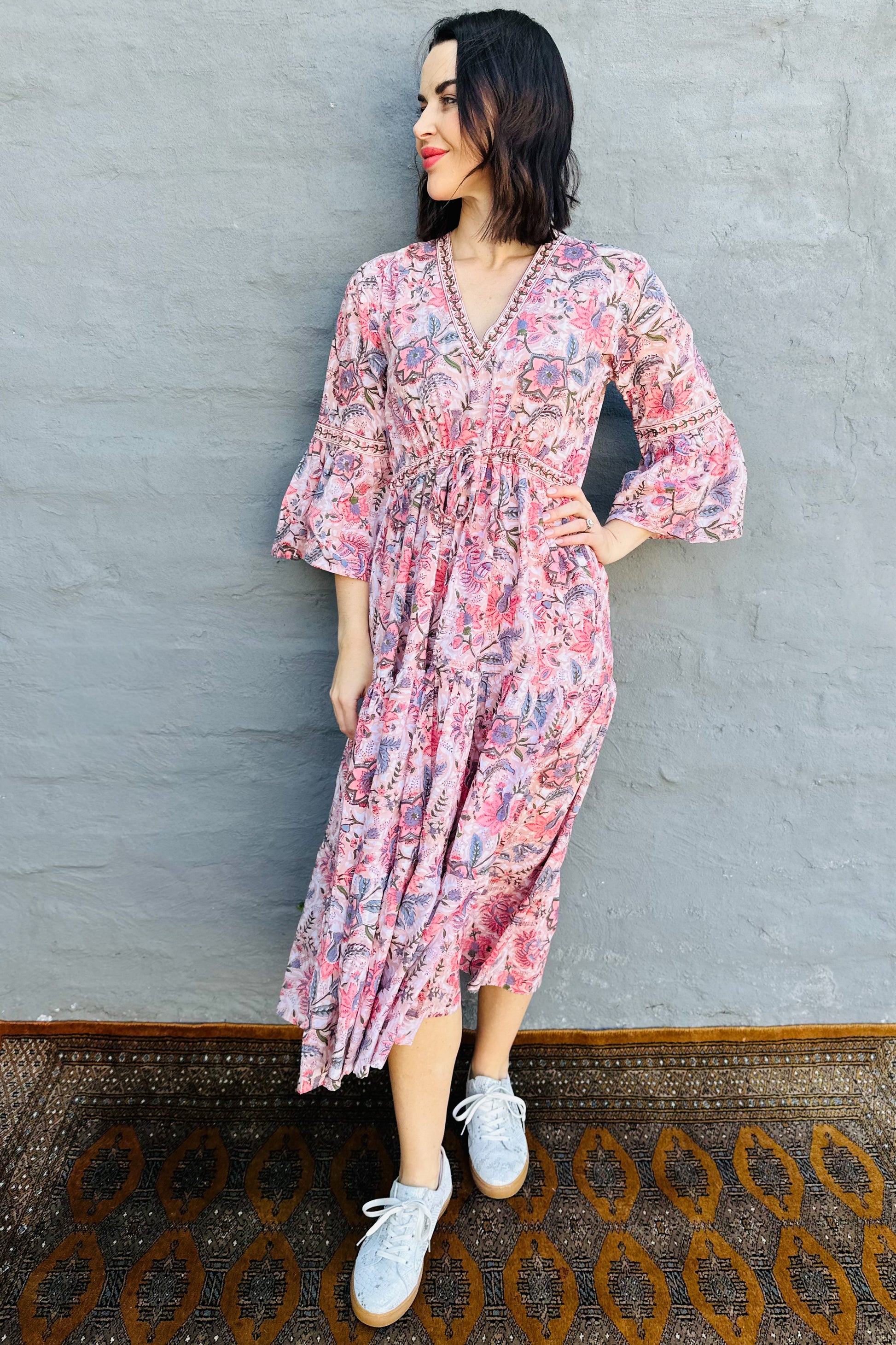 Azura Dress In Dusty Peach Lotus