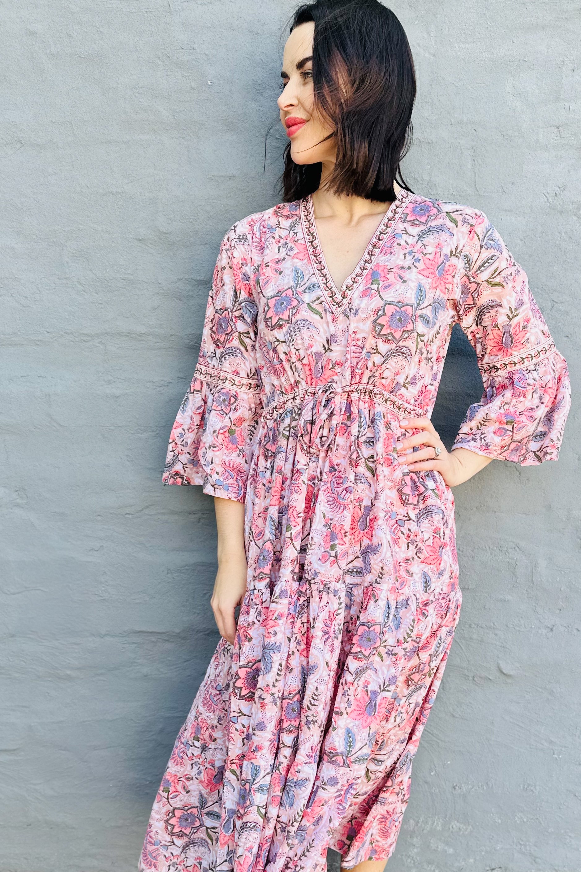 Azura Dress In Dusty Peach Lotus