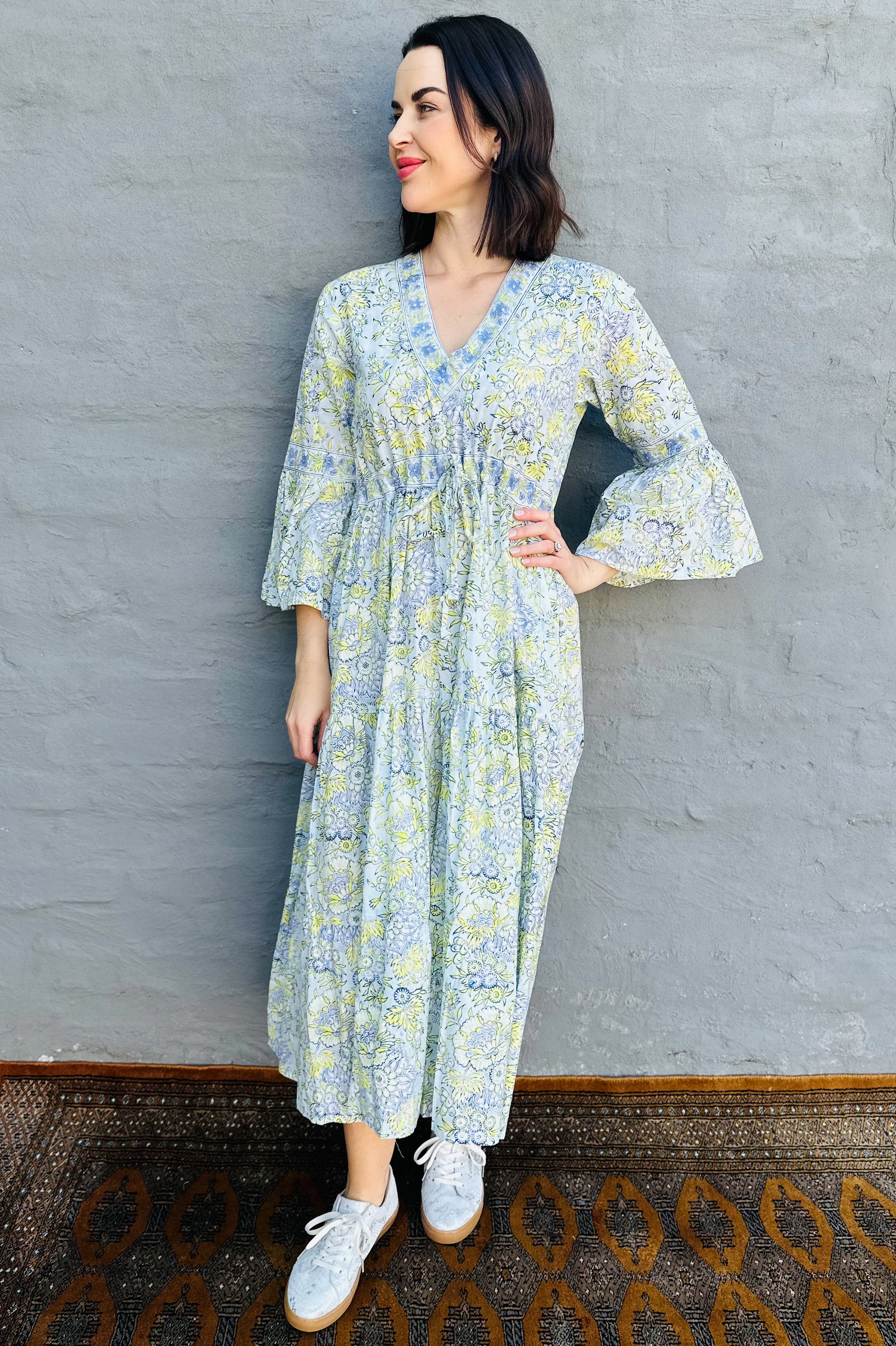 Azura Dress In Powder Blue & Mint Floral