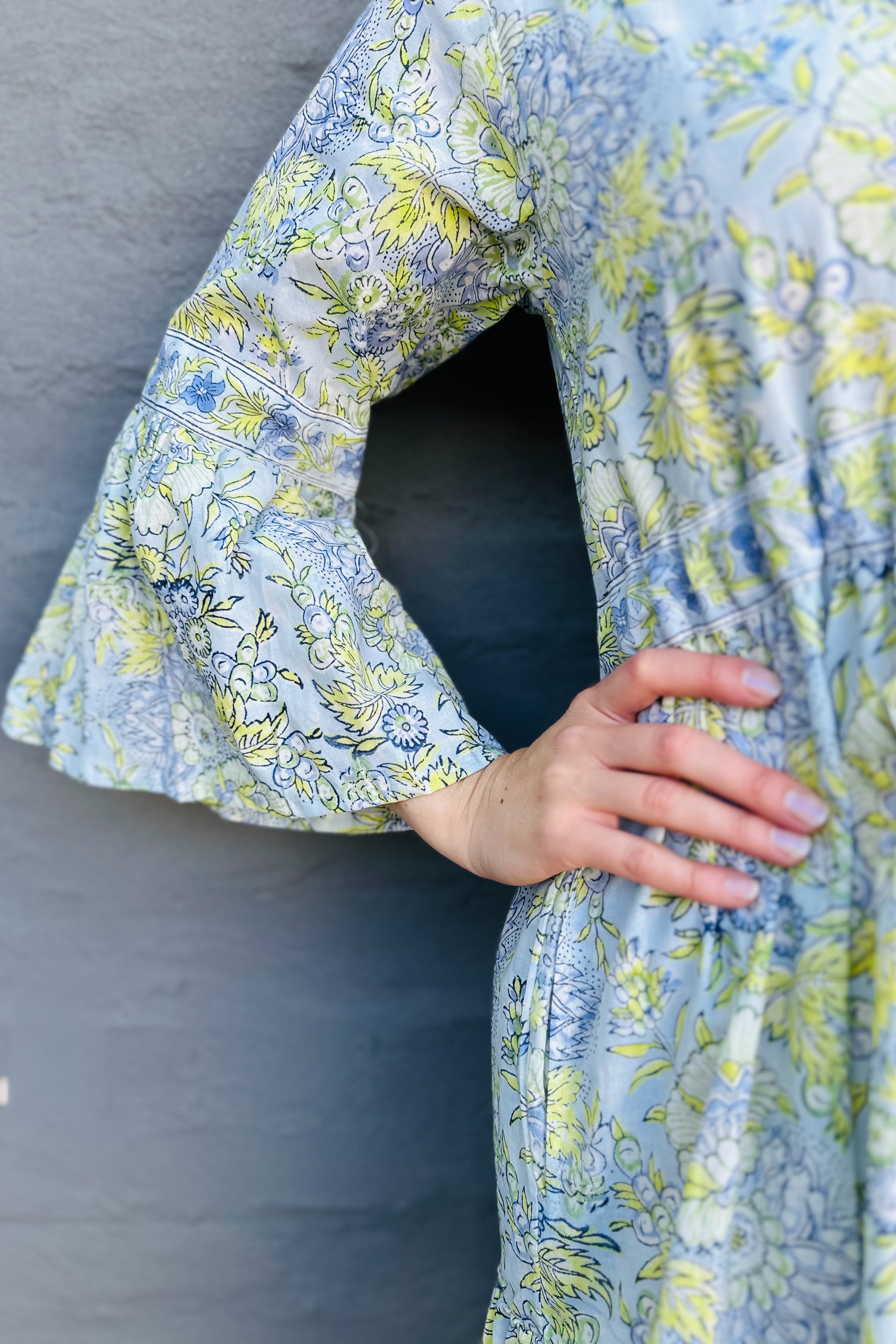 Azura Dress In Powder Blue & Mint Floral