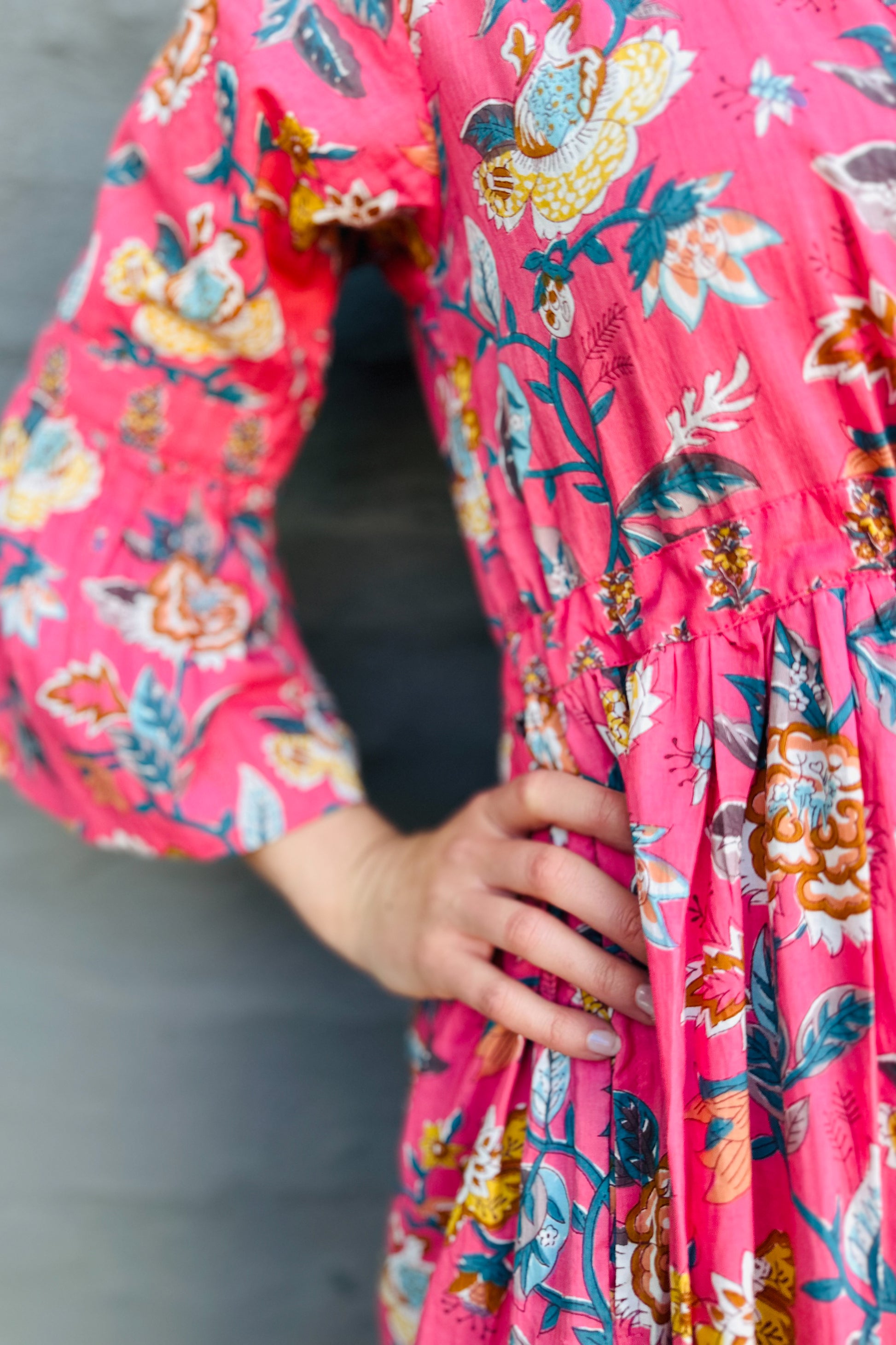 Azura Dress In Peachy Pink Botanical