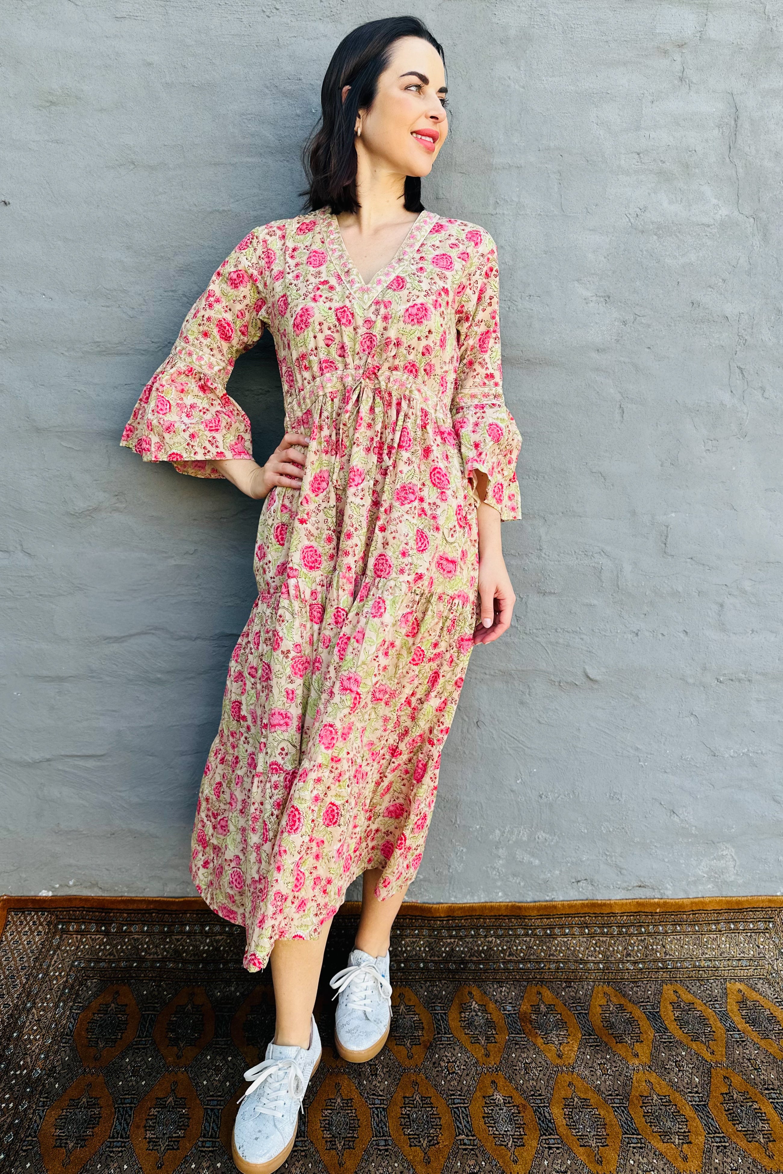Azura Dress In Sandy Rose Botanical