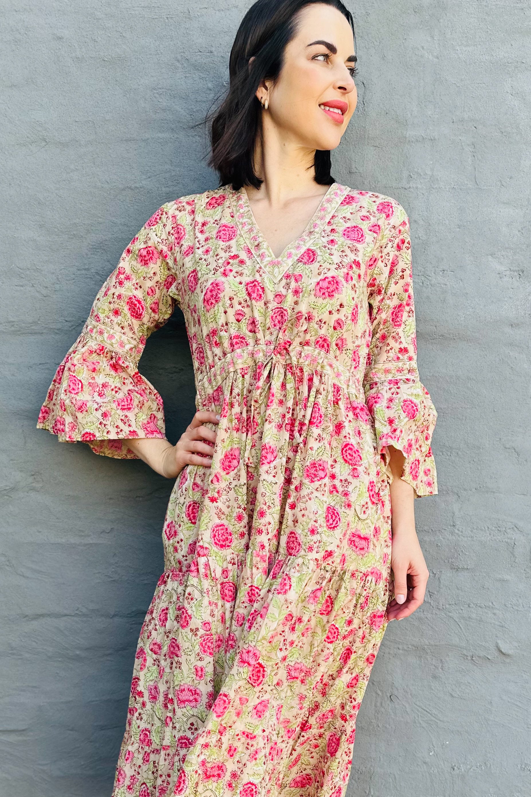 Azura Dress In Sandy Rose Botanical