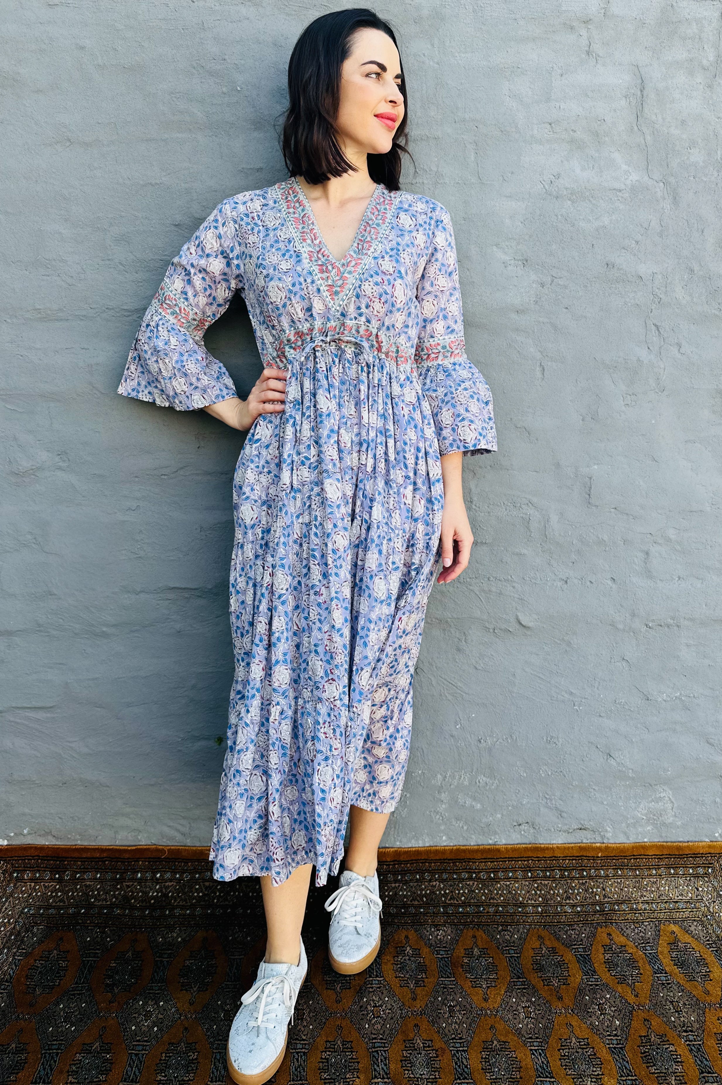 Azura Dress In Dove Blue Floral