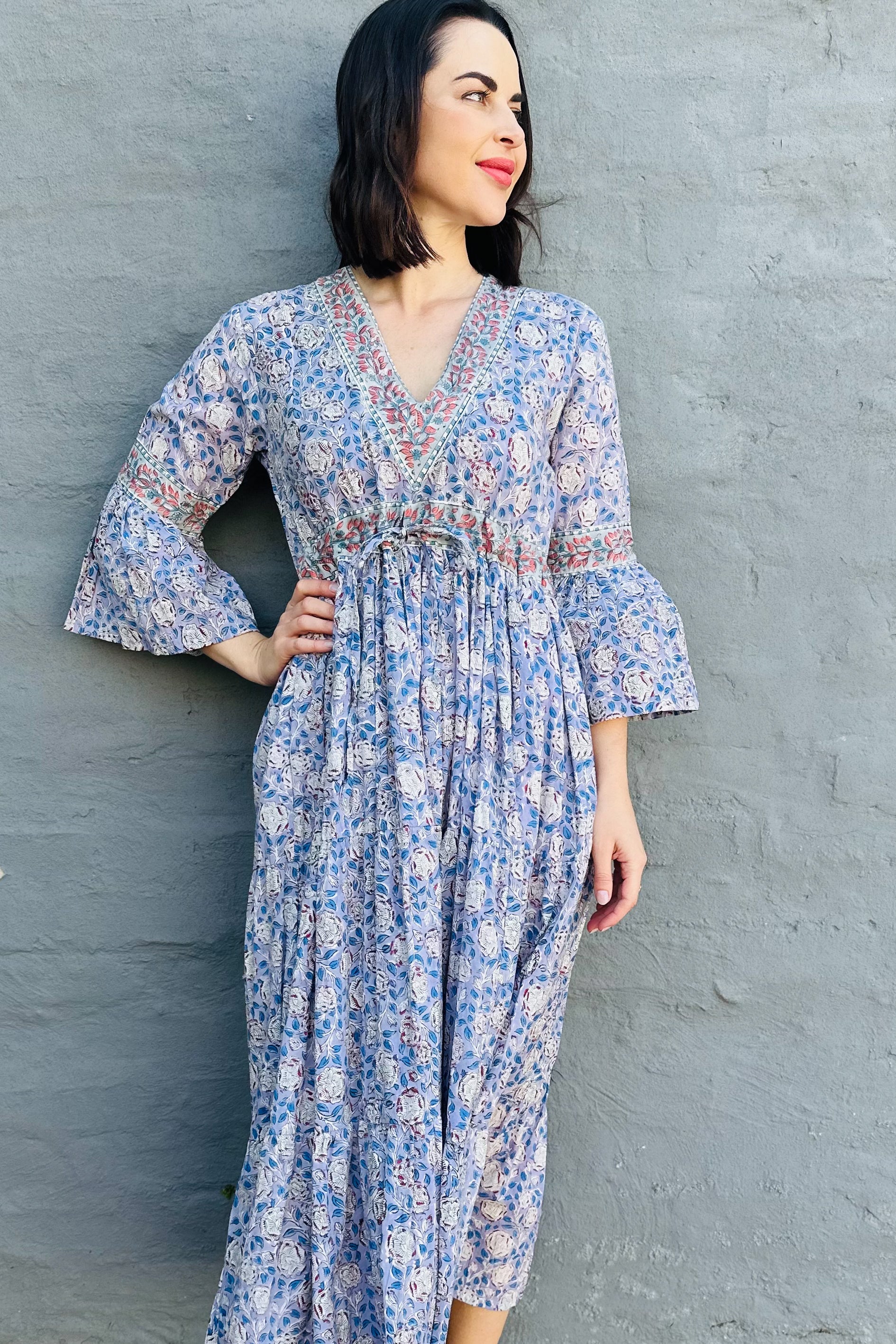 Azura Dress In Dove Blue Floral