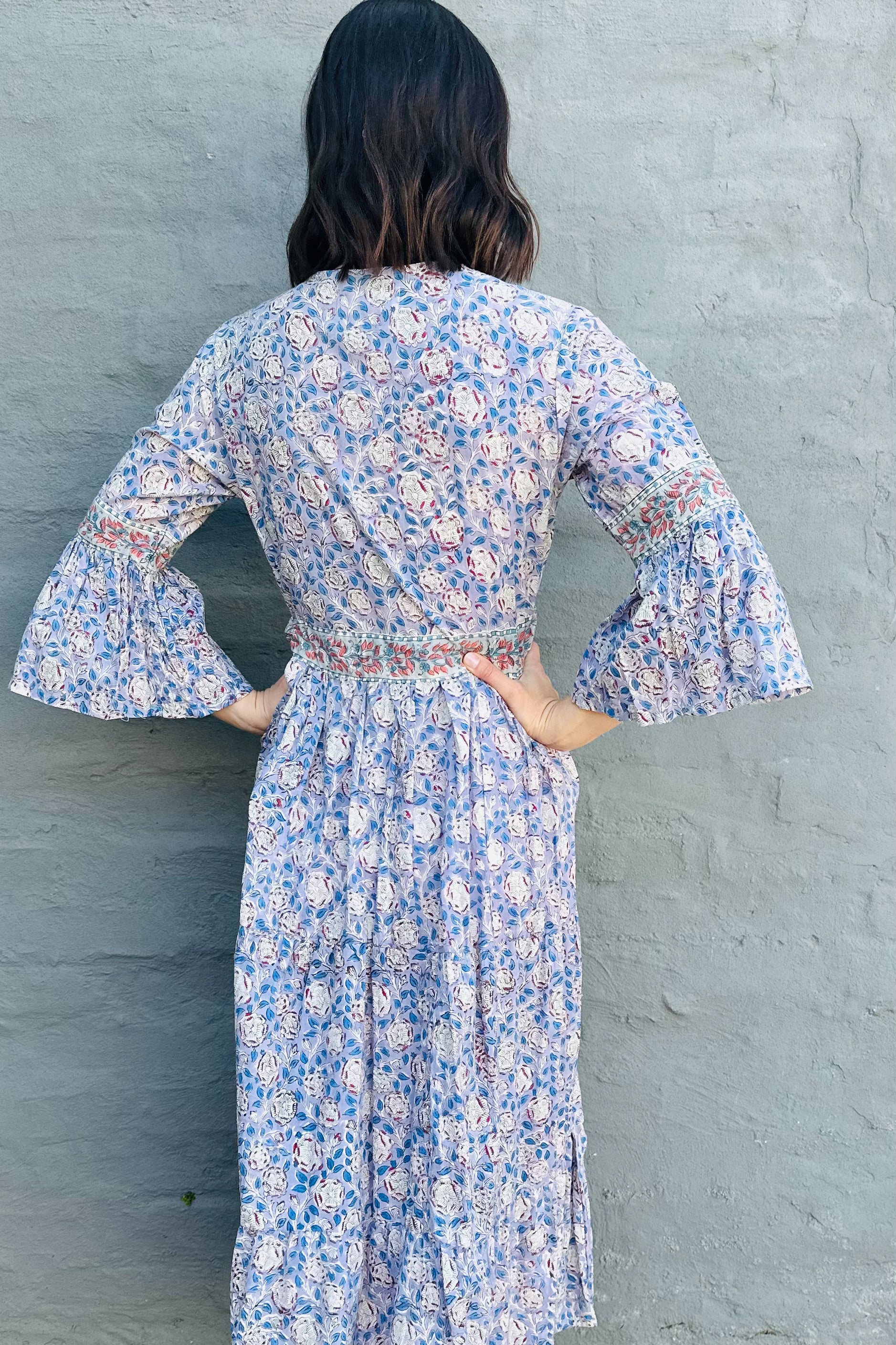 Azura Dress In Dove Blue Floral