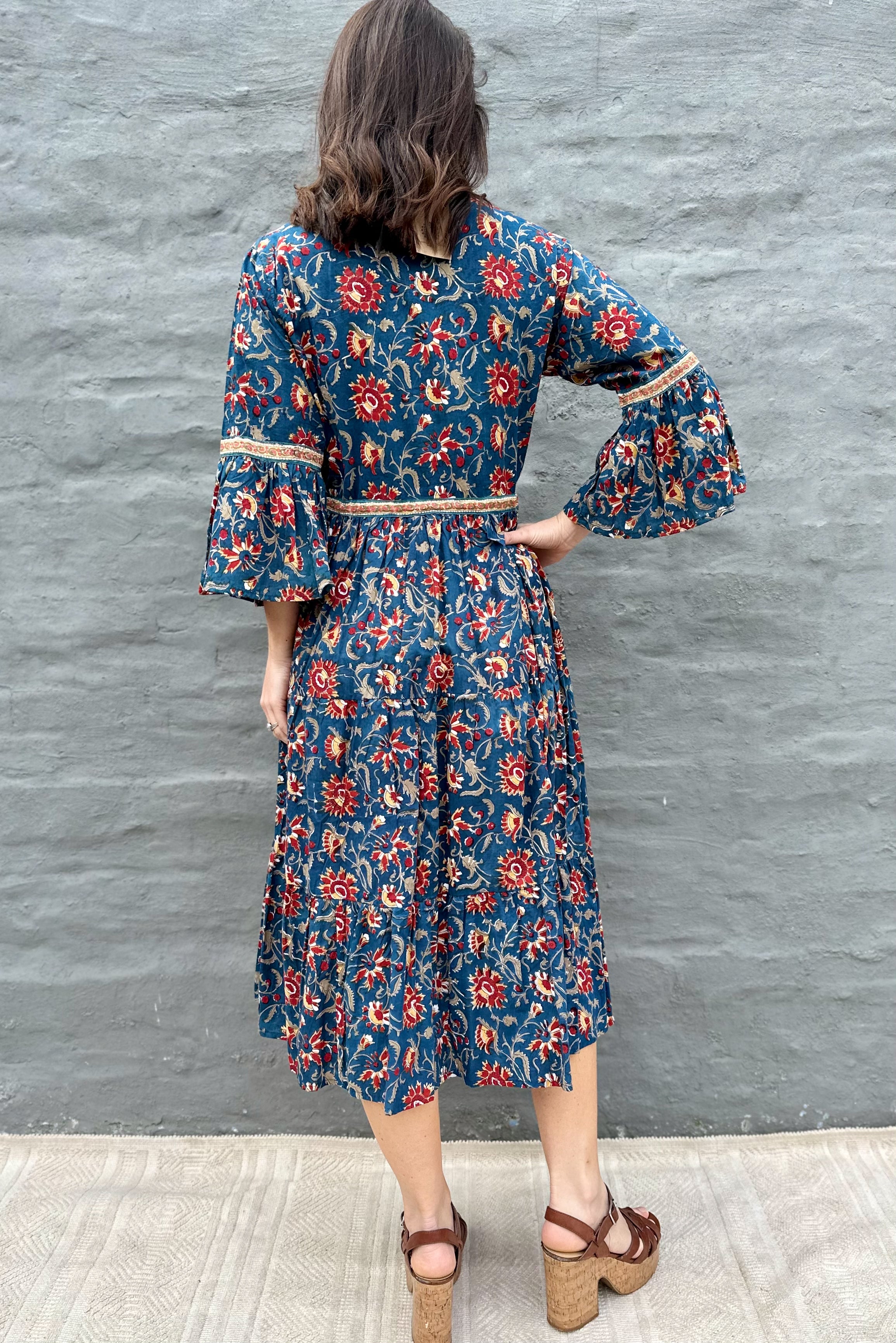 Azura Dress In Jade & Red Floral