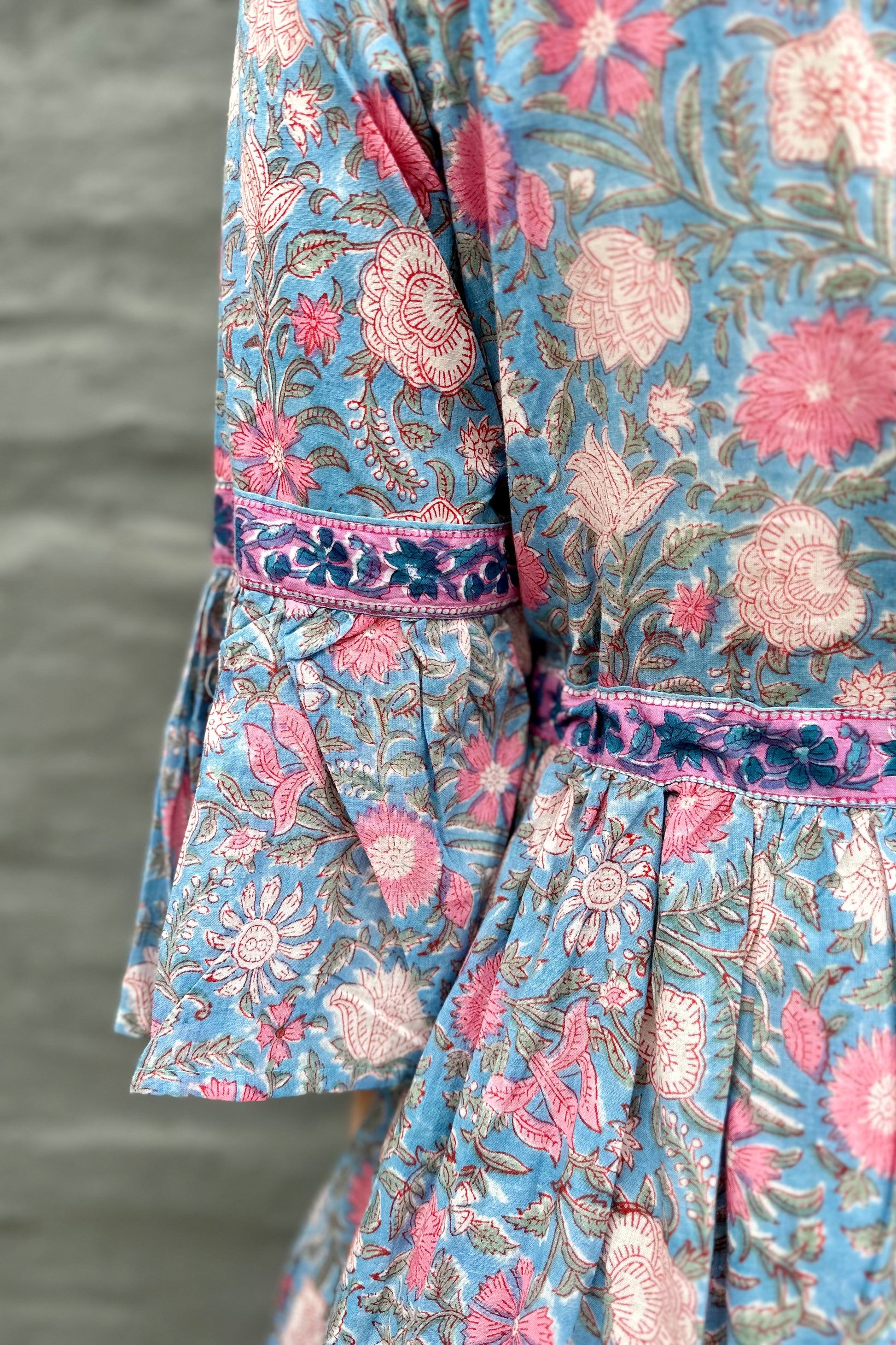 Azura Dress In Sky & Pink Botanical
