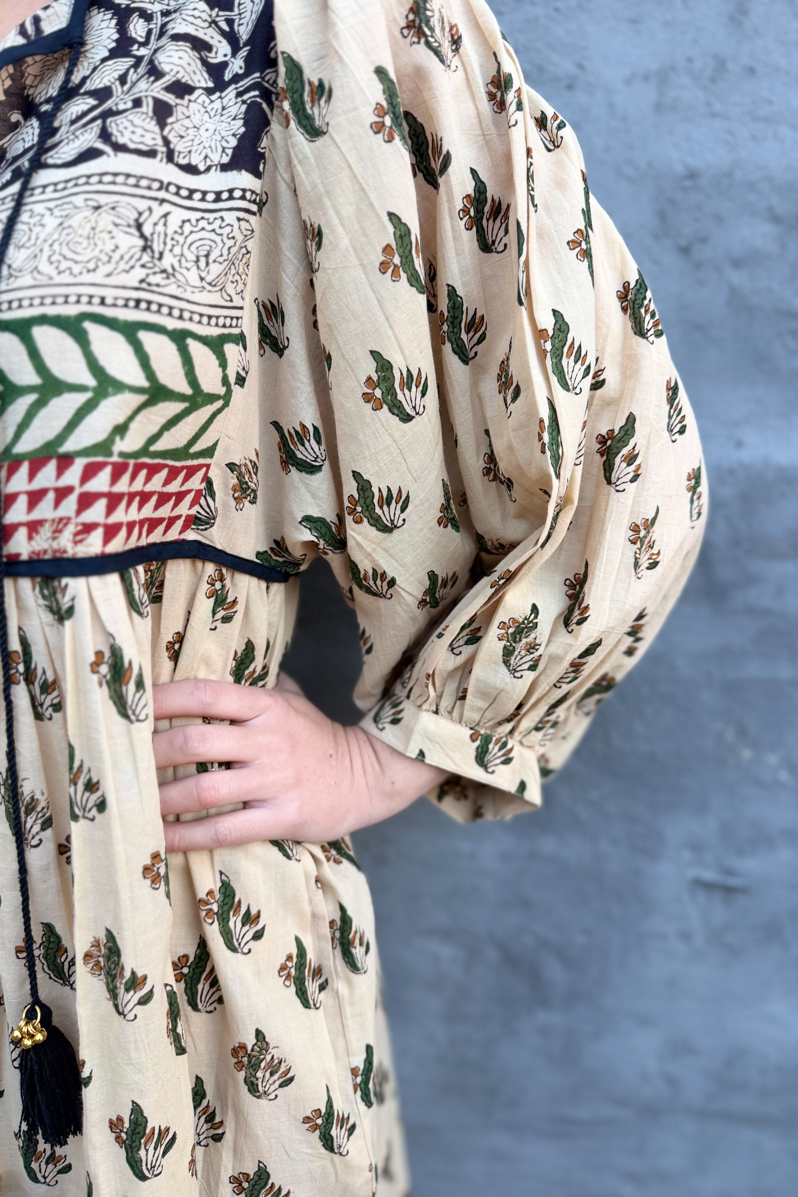 Olive Leaf Short Boho Dress